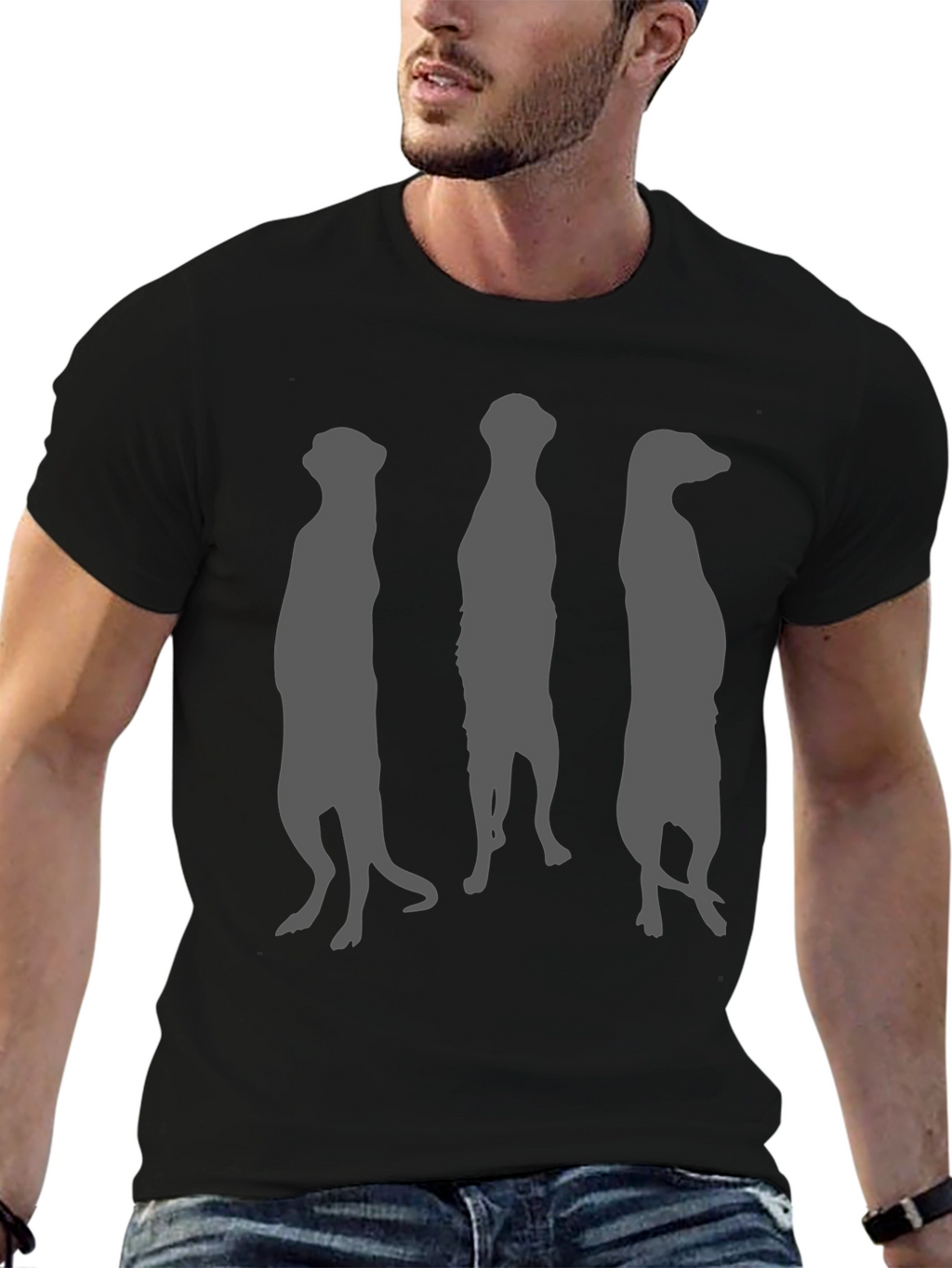 Meerkat Silhouette Graphic Tee - Black