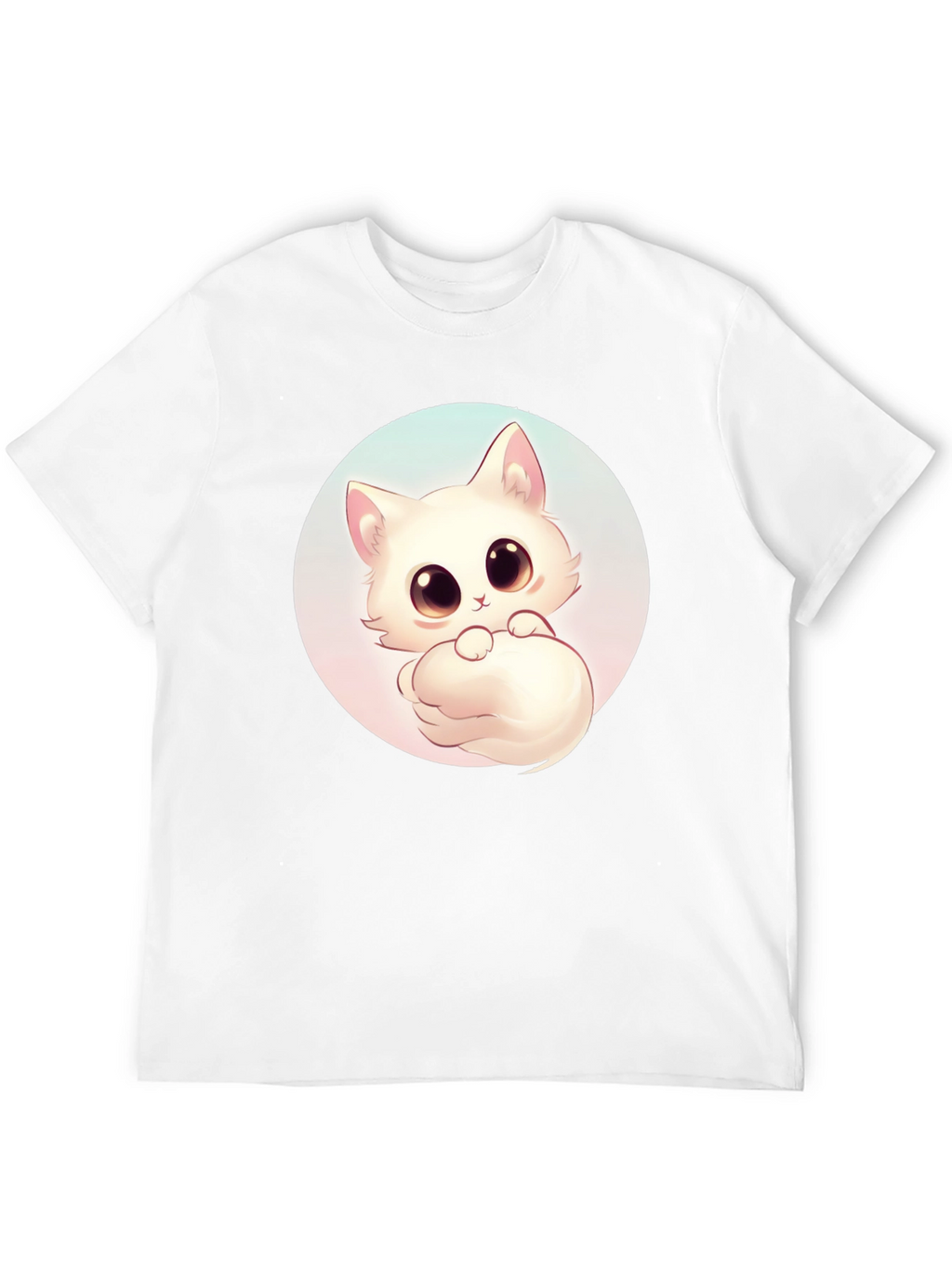 Cute Cat Graphic Tee - Black Cotton Comfort