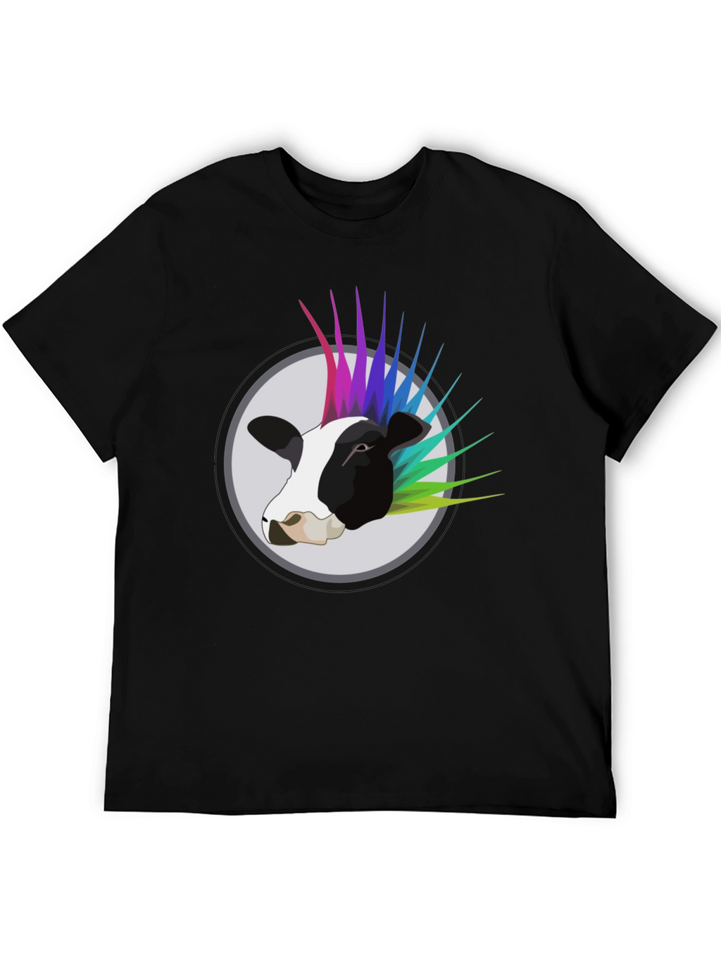 Punk Cow Graphic Tee - Black Cotton T-Shirt