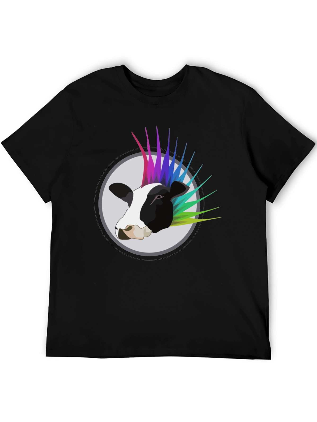 Punk Cow Graphic Tee - Black Cotton T-Shirt