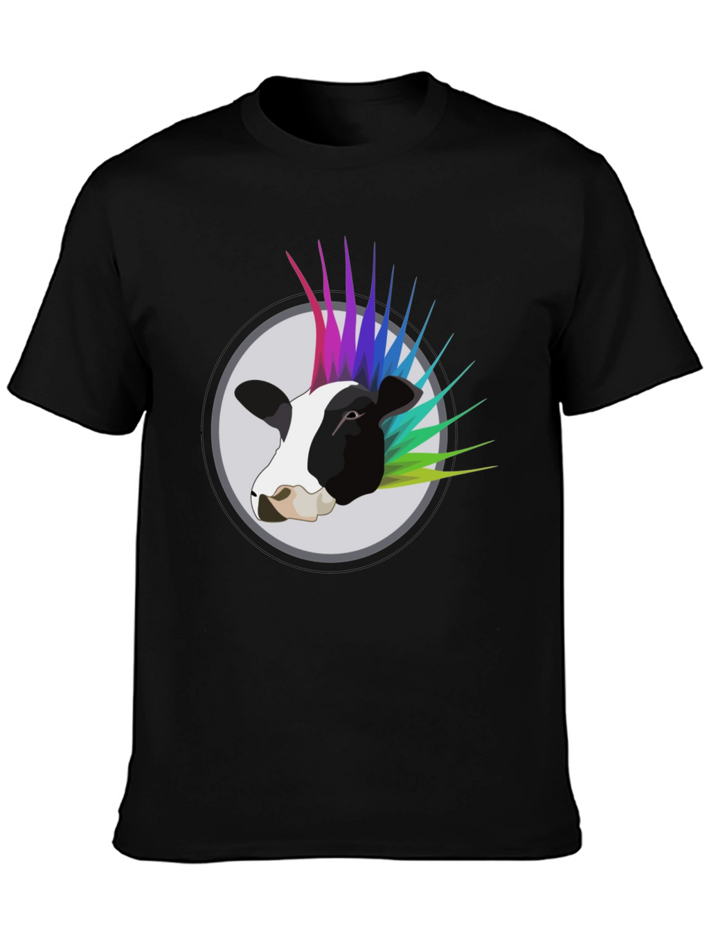 Punk Cow Graphic Tee - Black Cotton T-Shirt
