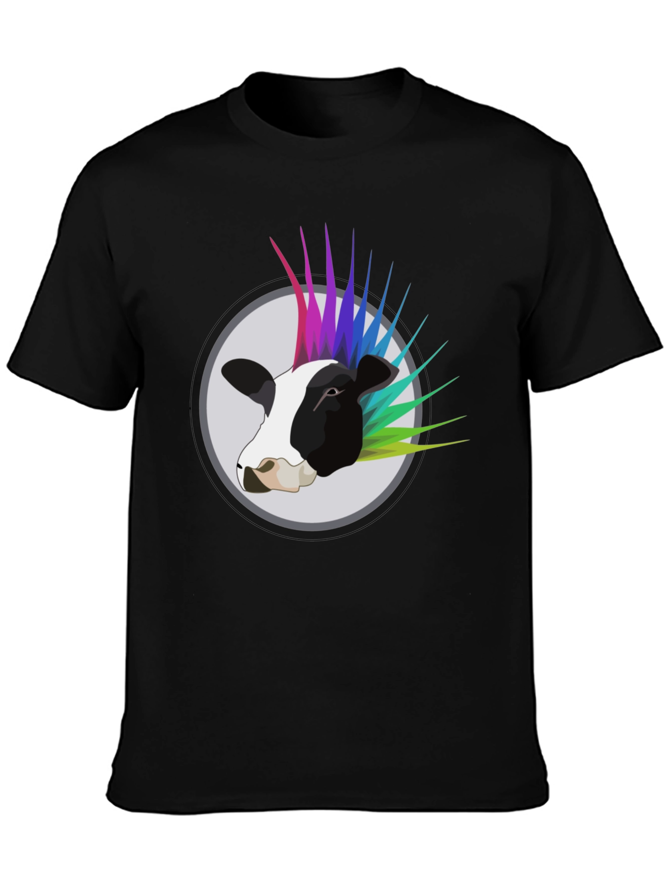 Punk Cow Graphic Tee - Black Cotton T-Shirt