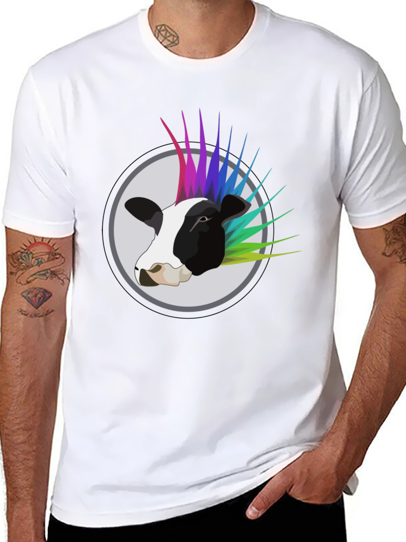 Punk Cow Graphic Tee - Black Cotton T-Shirt