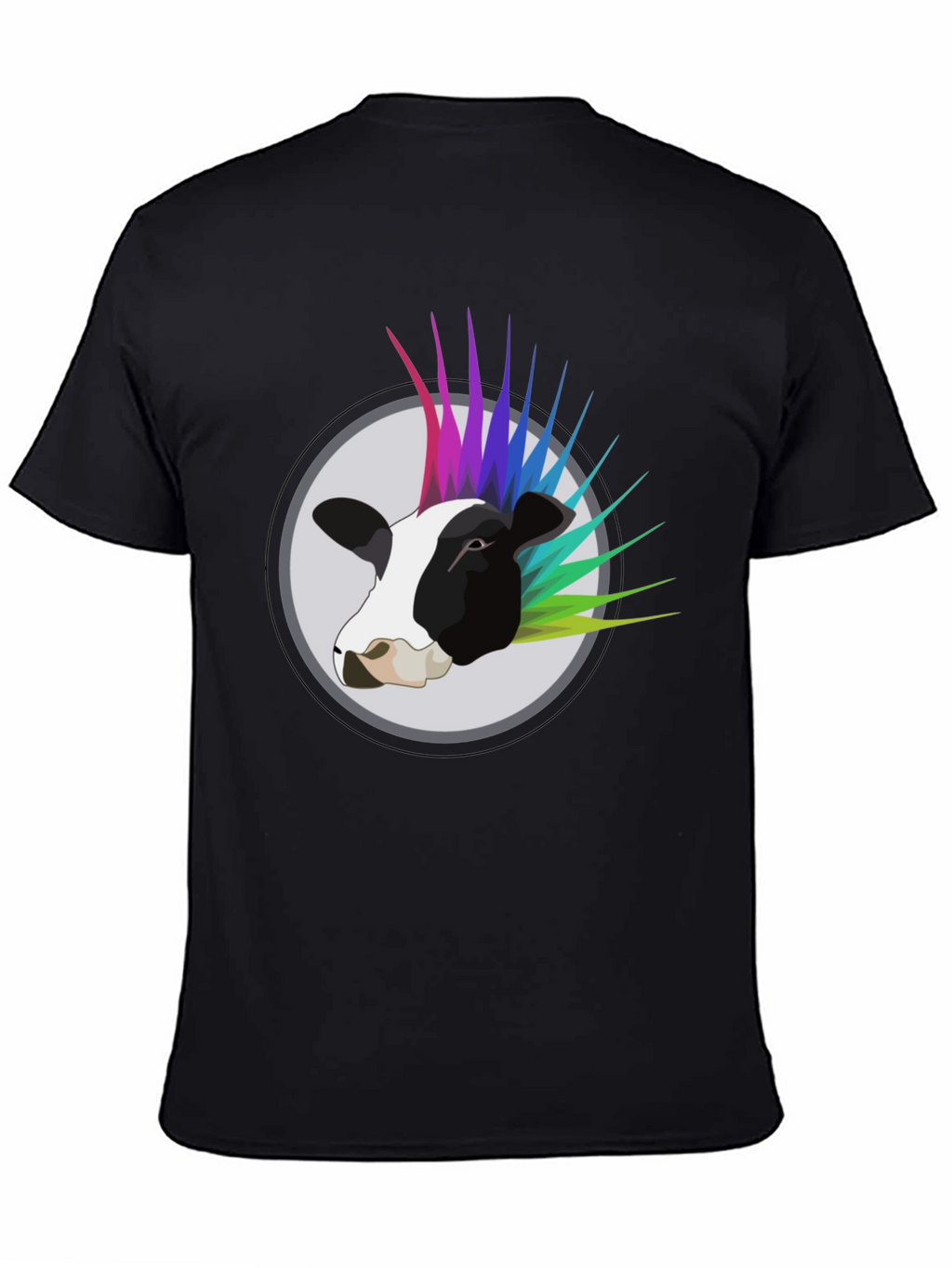 Punk Cow Graphic Tee - Black Cotton T-Shirt