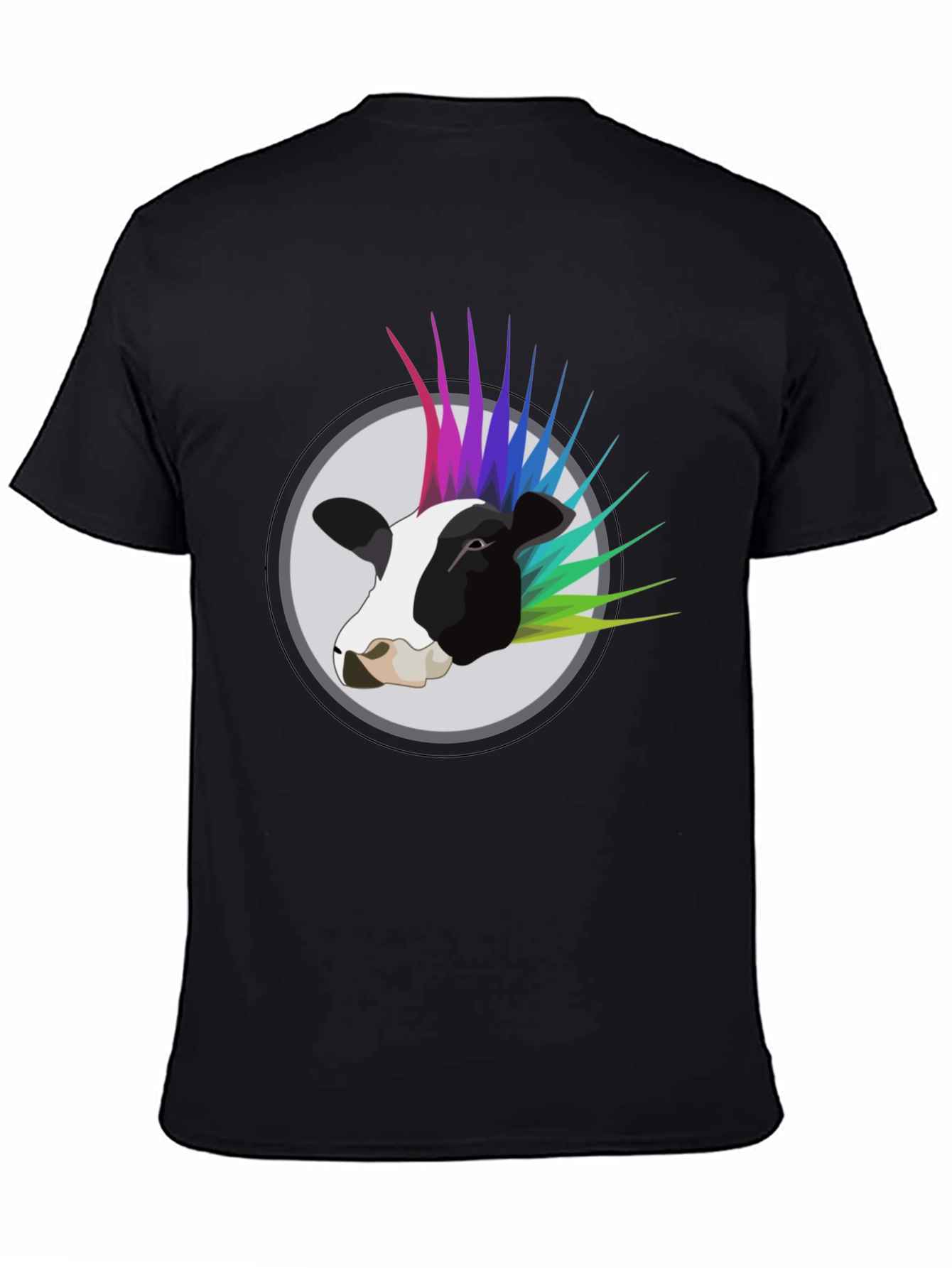 Punk Cow Graphic Tee - Black Cotton T-Shirt