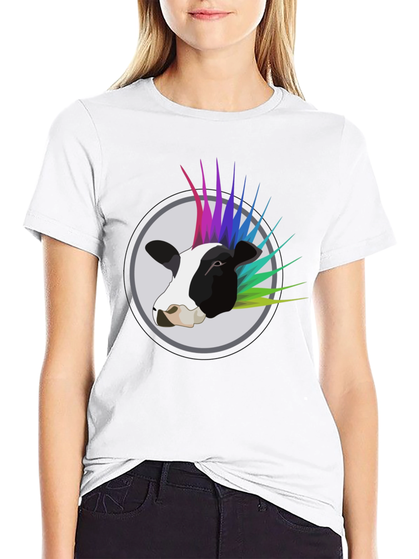 Punk Cow Graphic Tee - Black Cotton T-Shirt