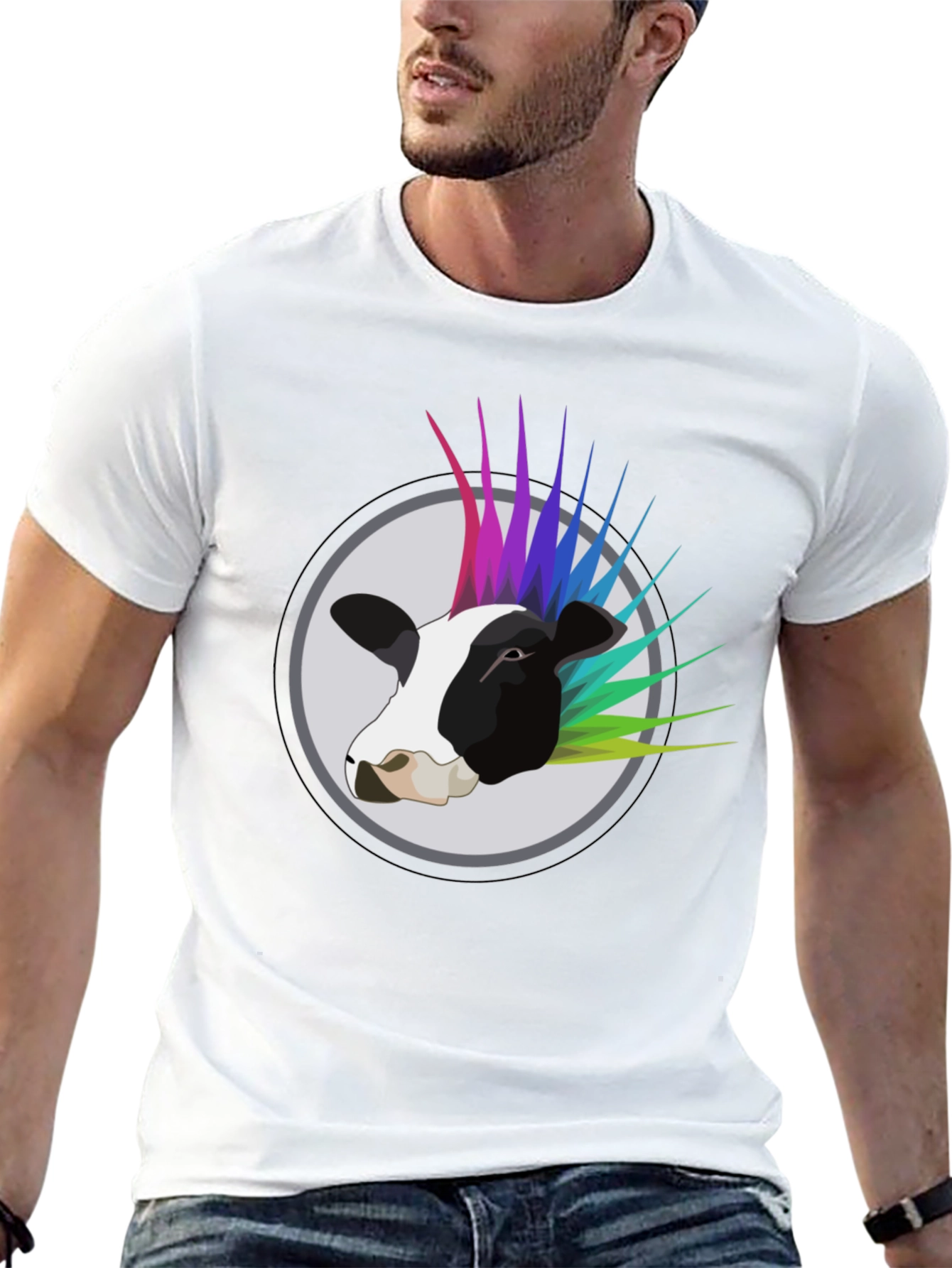Punk Cow Graphic Tee - Black Cotton T-Shirt