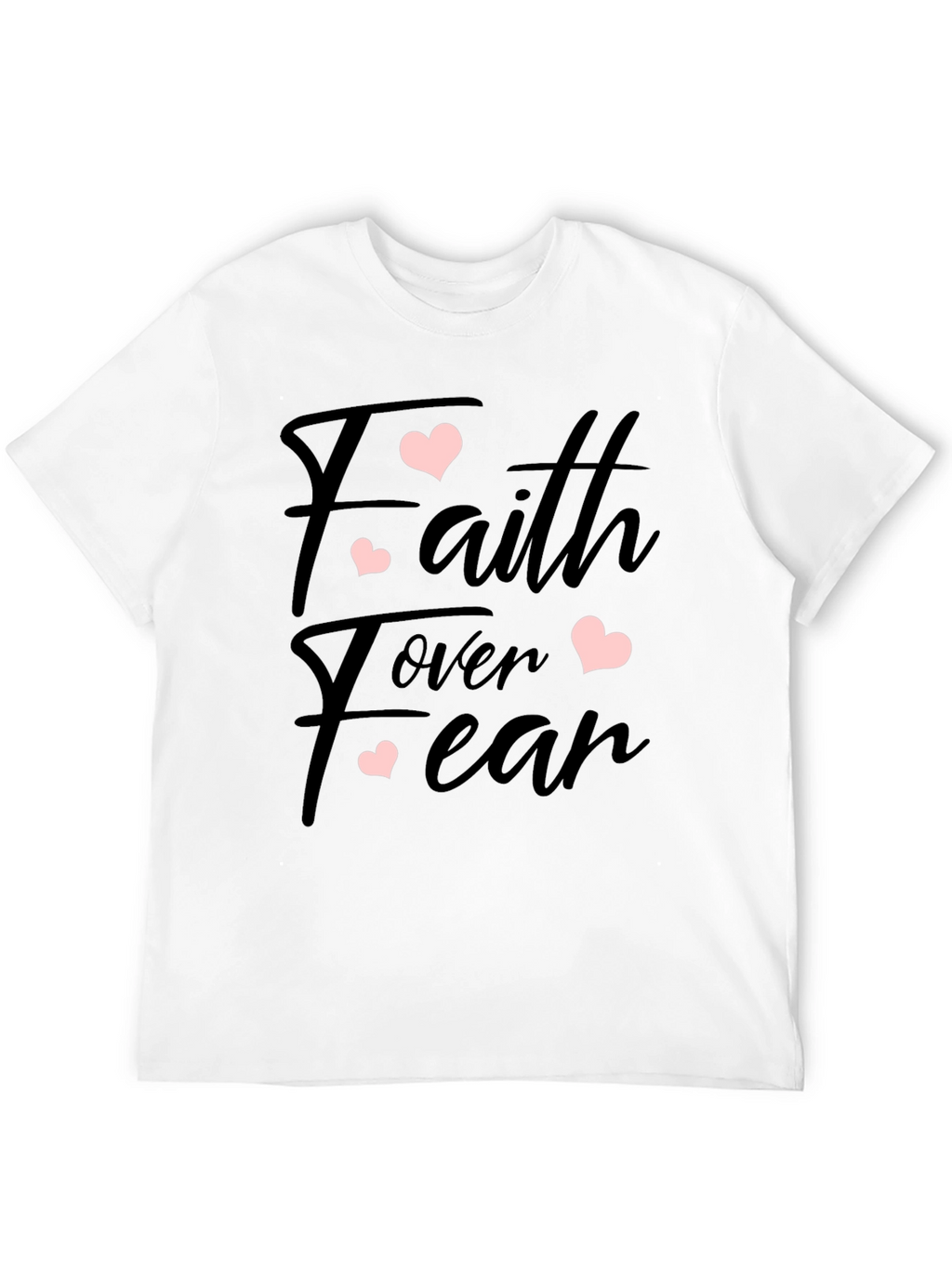 Faith Over Fear Heart Graphic Black T-Shirt