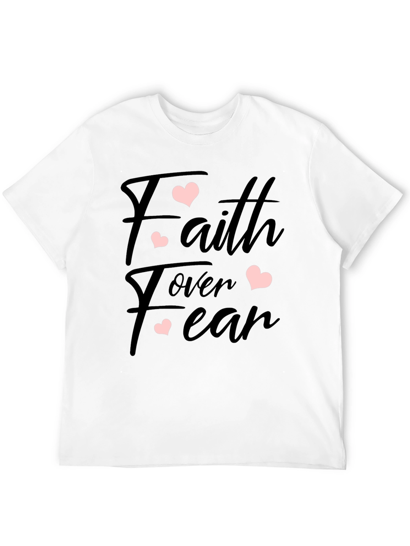Faith Over Fear Heart Graphic Black T-Shirt