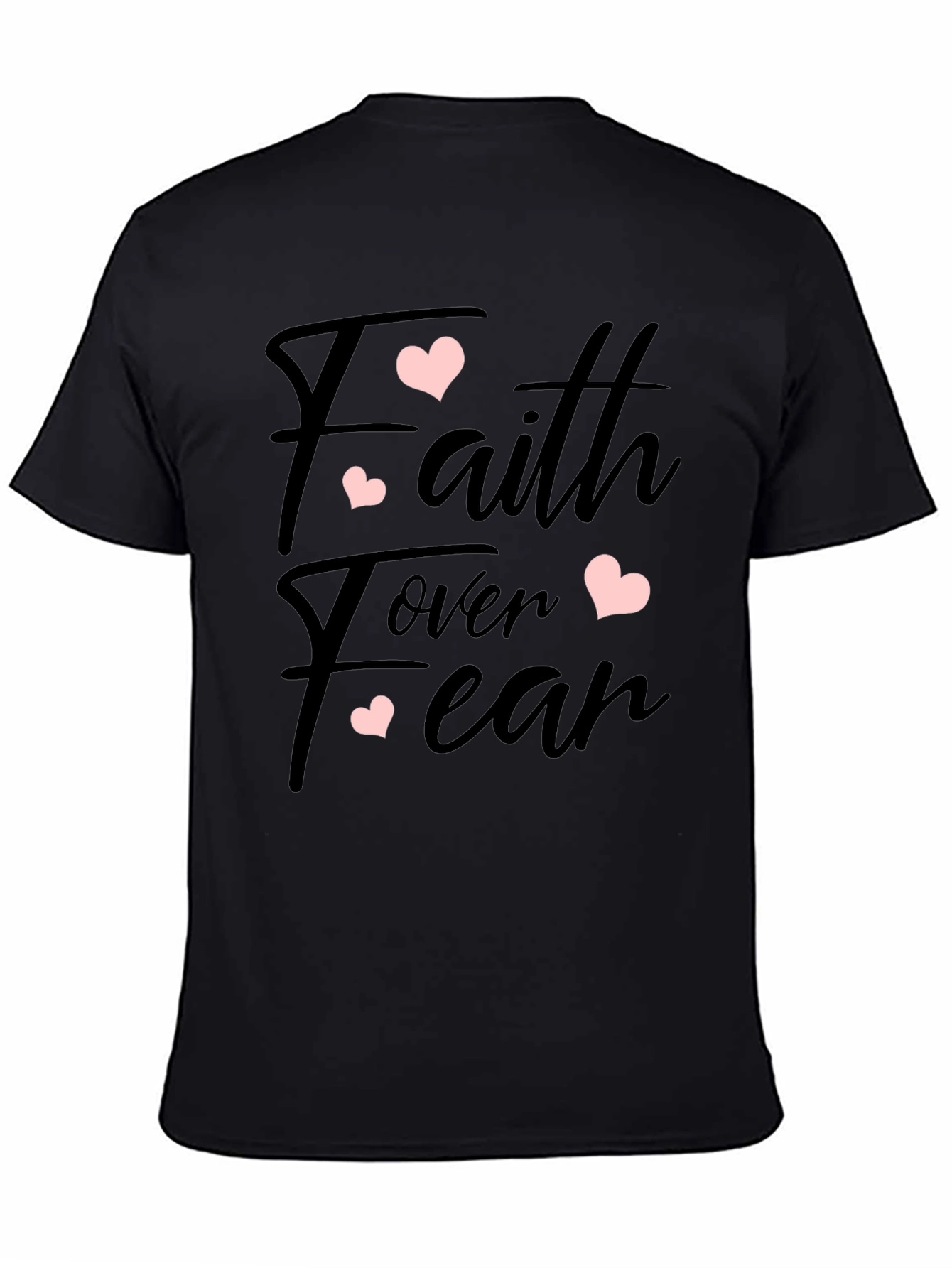 Faith Over Fear Heart Graphic Black T-Shirt