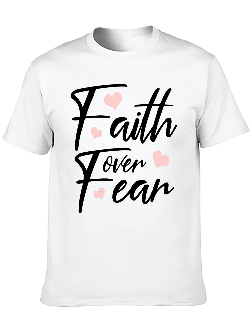 Faith Over Fear Heart Graphic Black T-Shirt