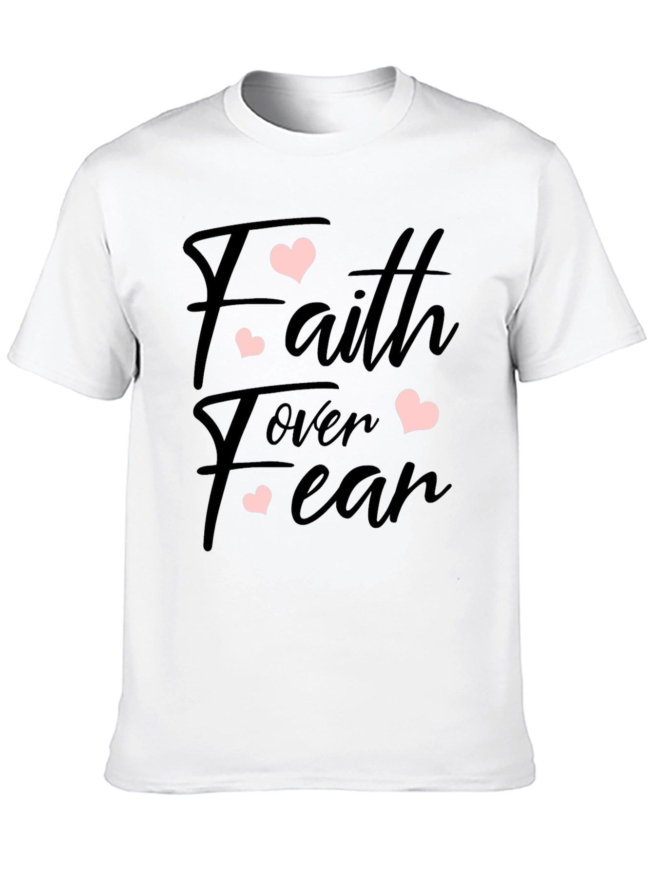 Faith Over Fear Heart Graphic Black T-Shirt