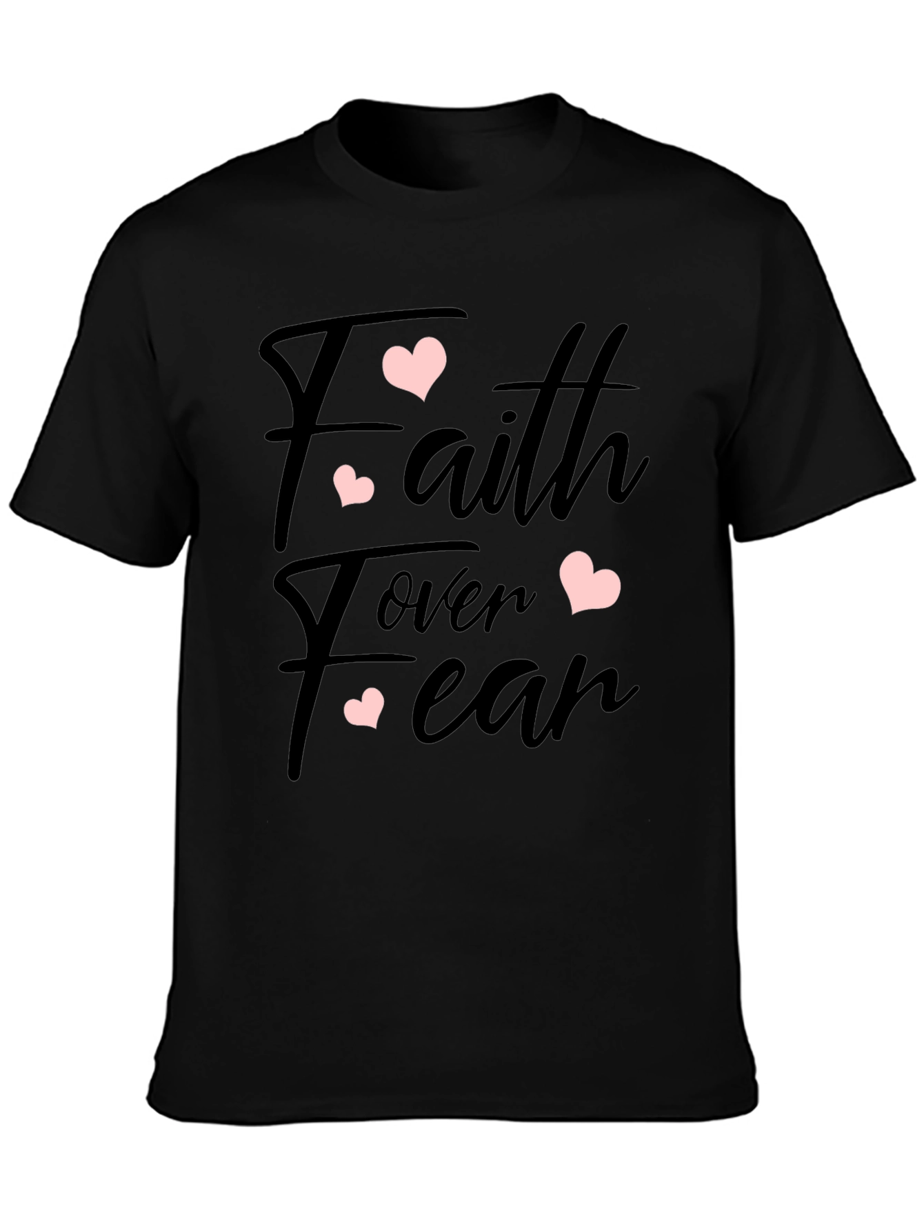 Faith Over Fear Heart Graphic Black T-Shirt