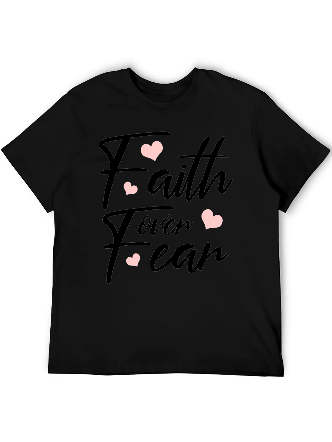 Faith Over Fear Heart Graphic Black T-Shirt