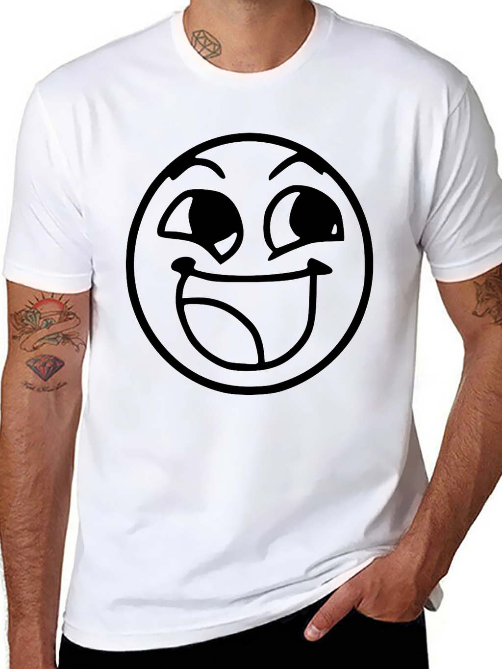 Smirking Face Black T-Shirt - Expressive Graphic Tee