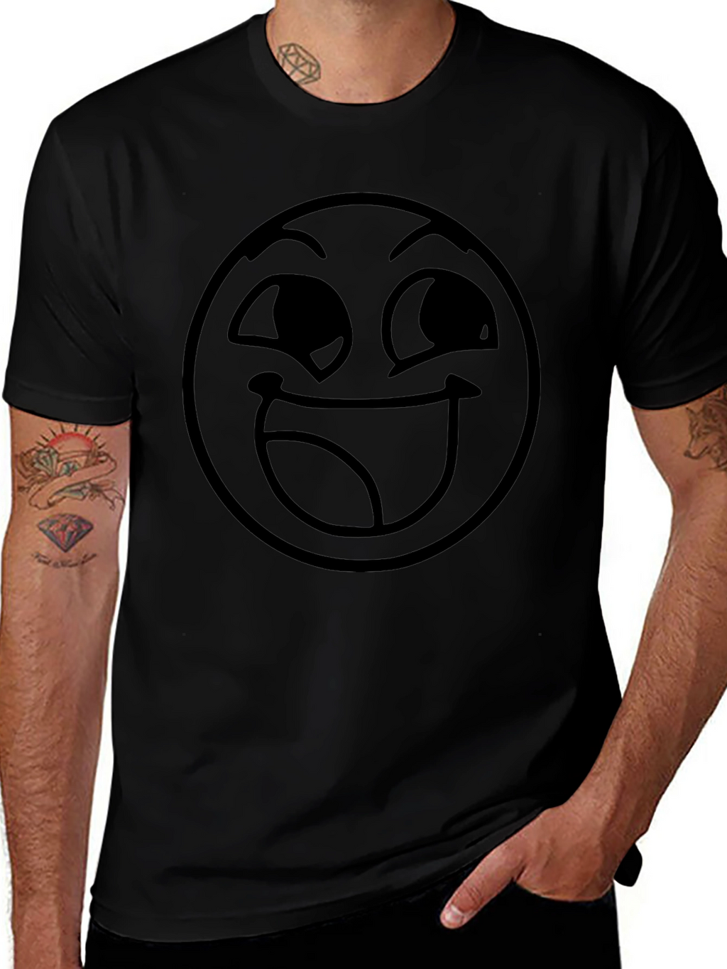 Smirking Face Black T-Shirt - Expressive Graphic Tee