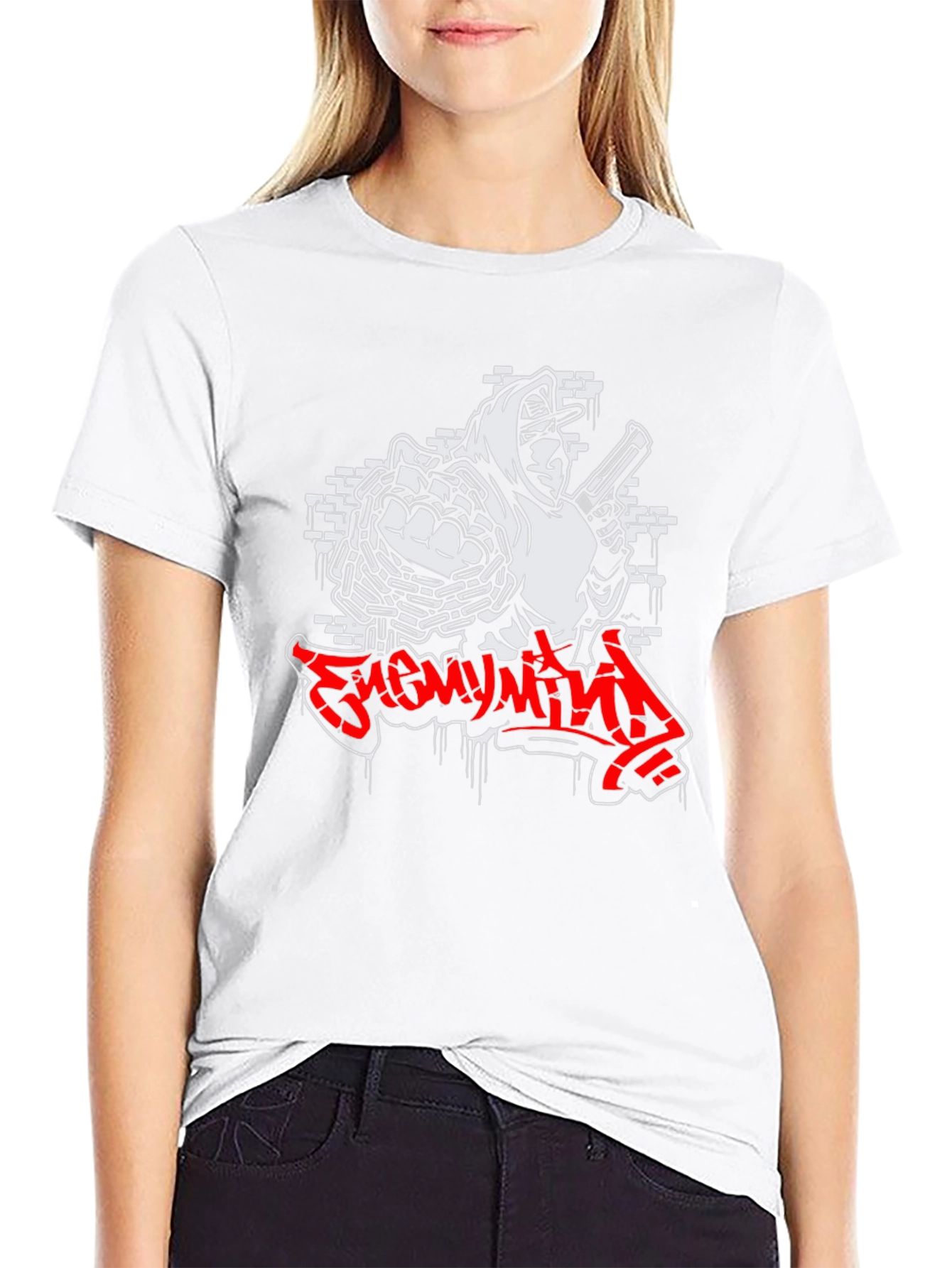 Enemy Mind Graphic Print Black T-Shirt