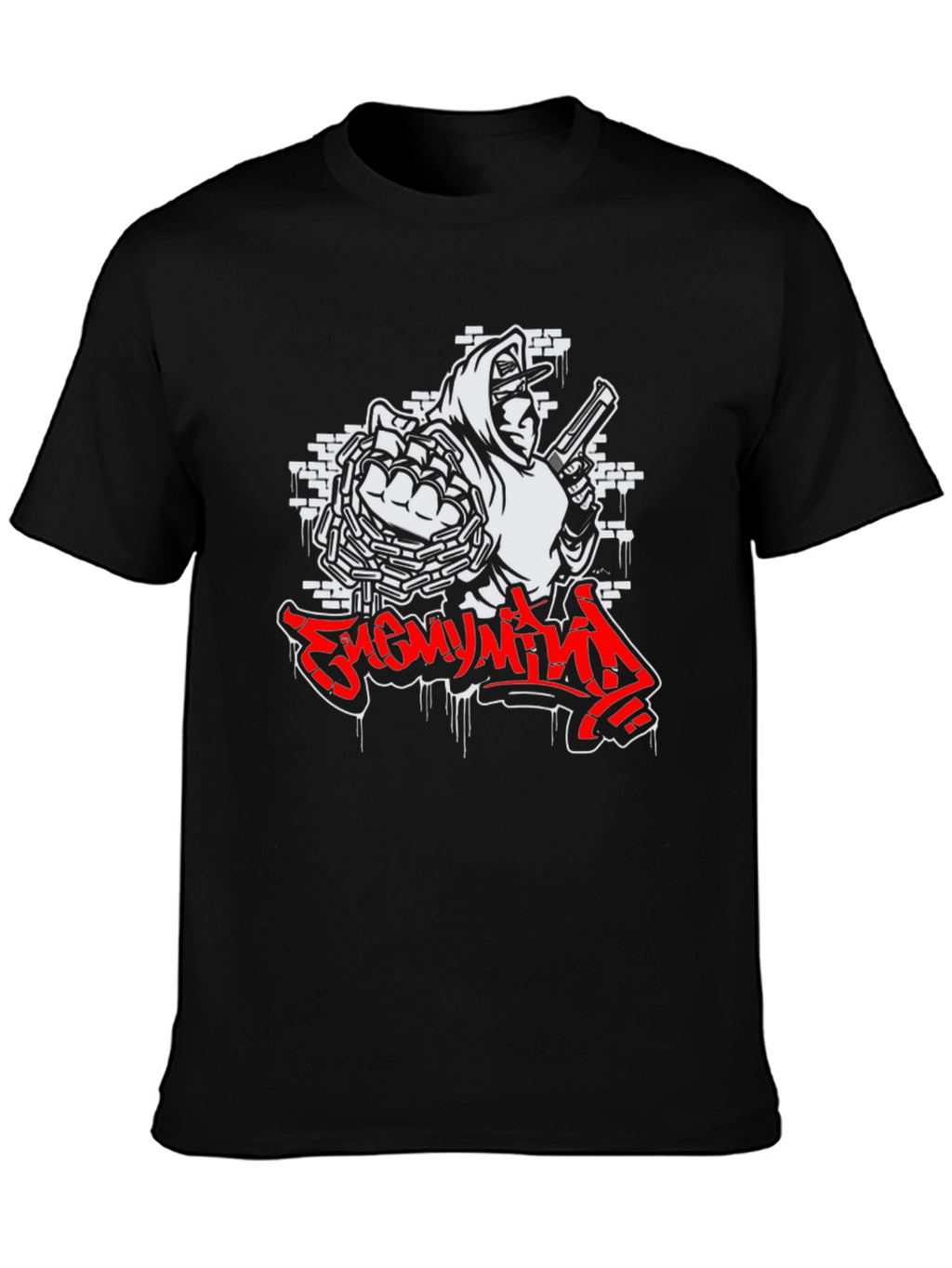 Enemy Mind Graphic Print Black T-Shirt
