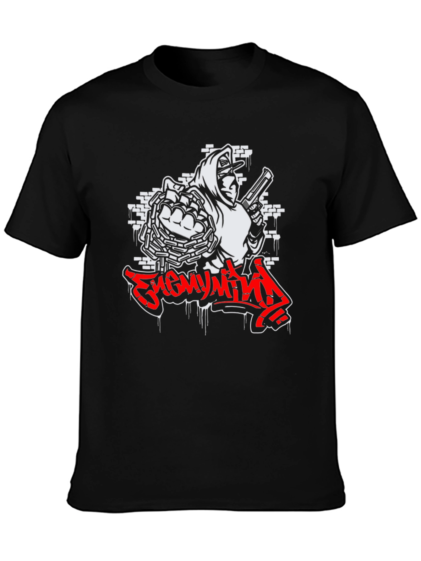 Enemy Mind Graphic Print Black T-Shirt