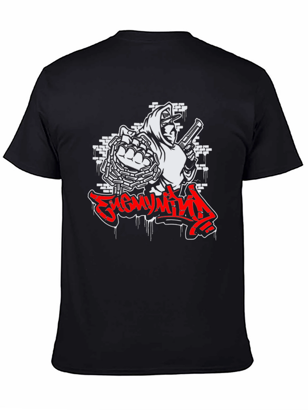 Enemy Mind Graphic Print Black T-Shirt