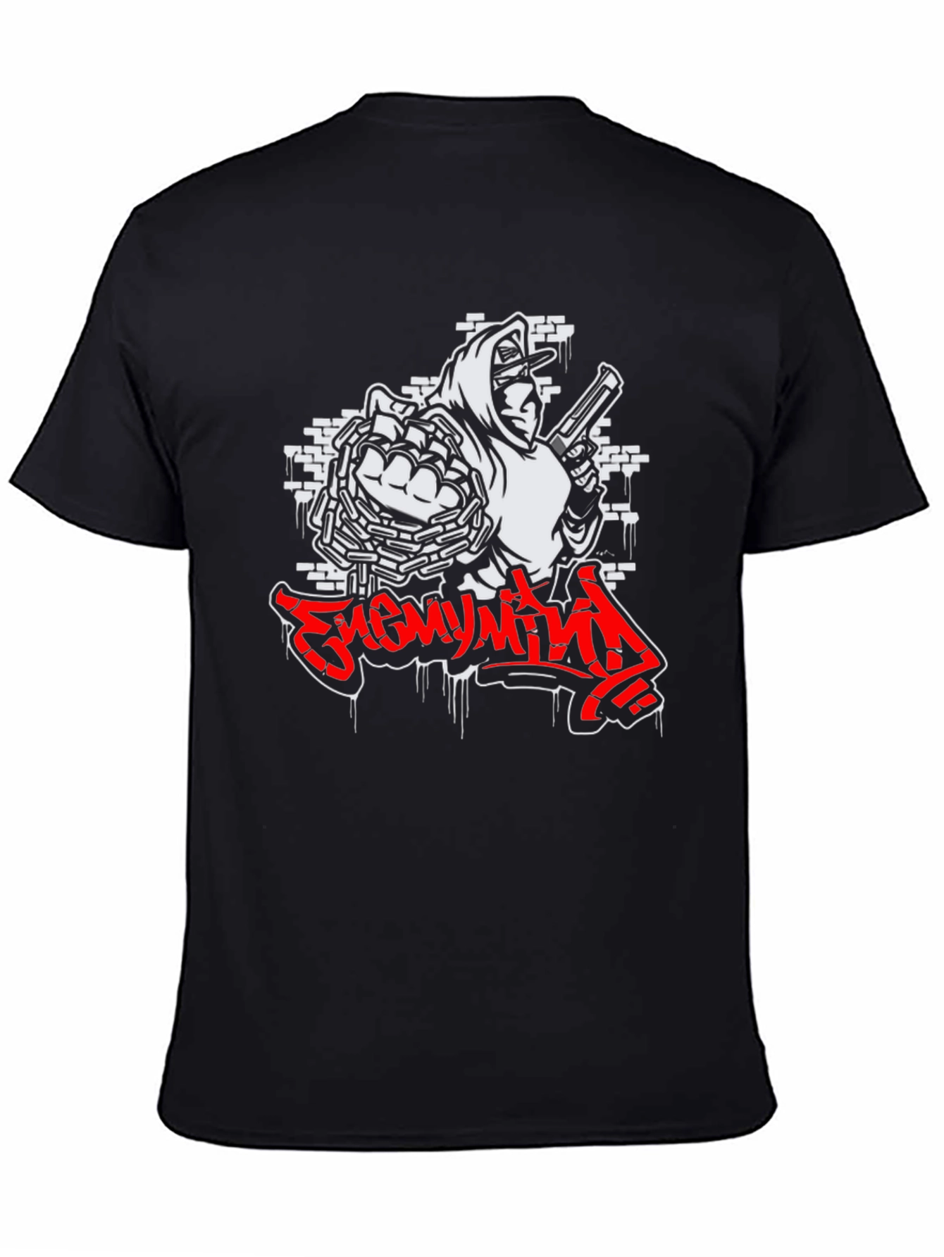 Enemy Mind Graphic Print Black T-Shirt