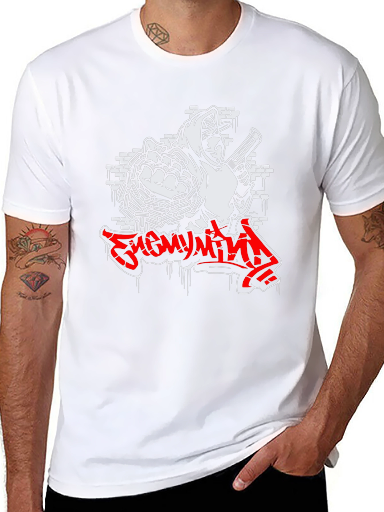 Enemy Mind Graphic Print Black T-Shirt