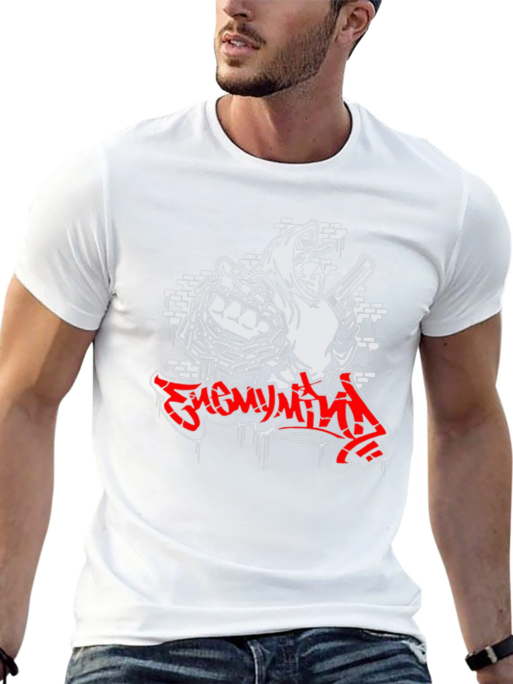 Enemy Mind Graphic Print Black T-Shirt