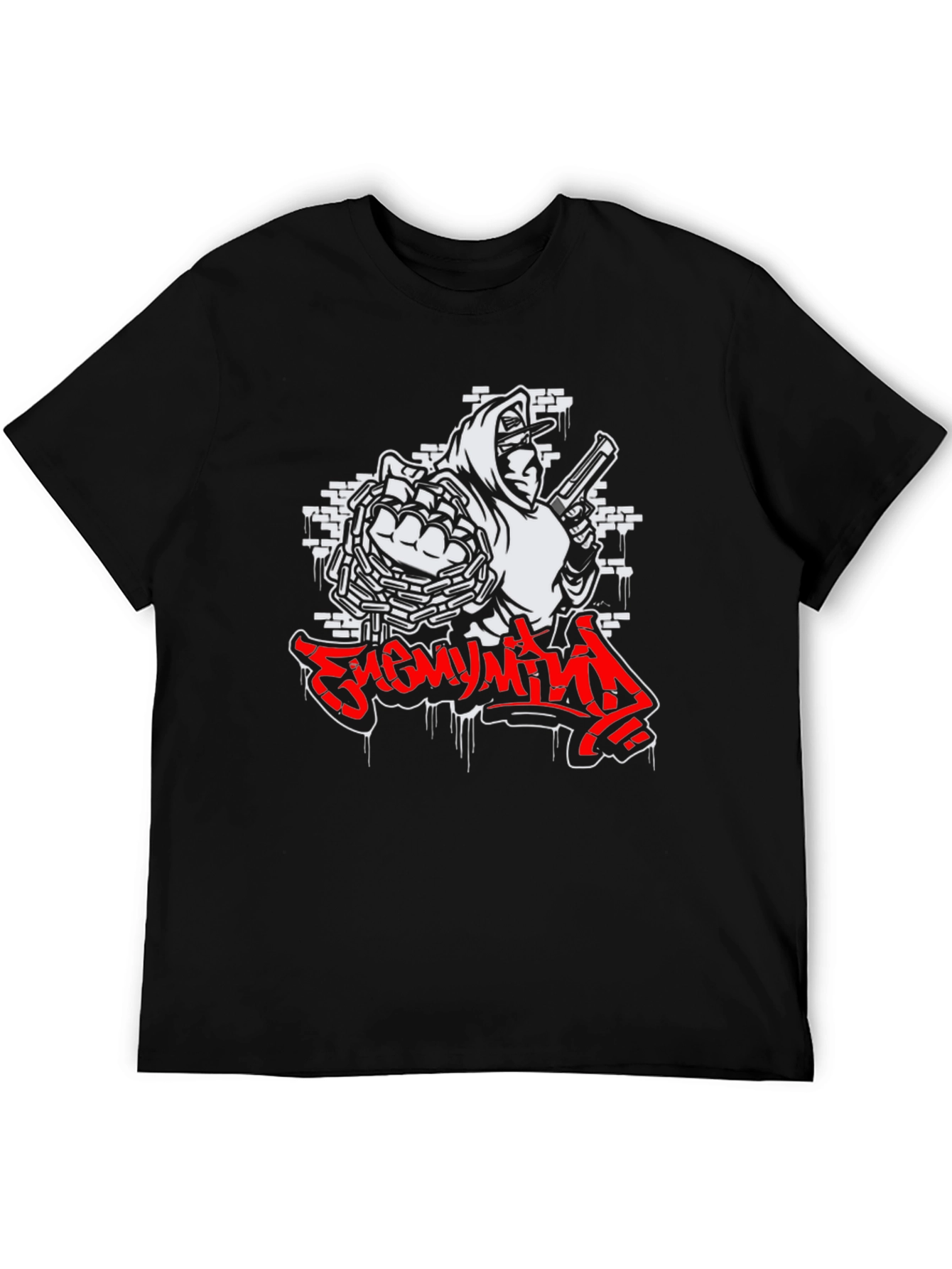Enemy Mind Graphic Print Black T-Shirt