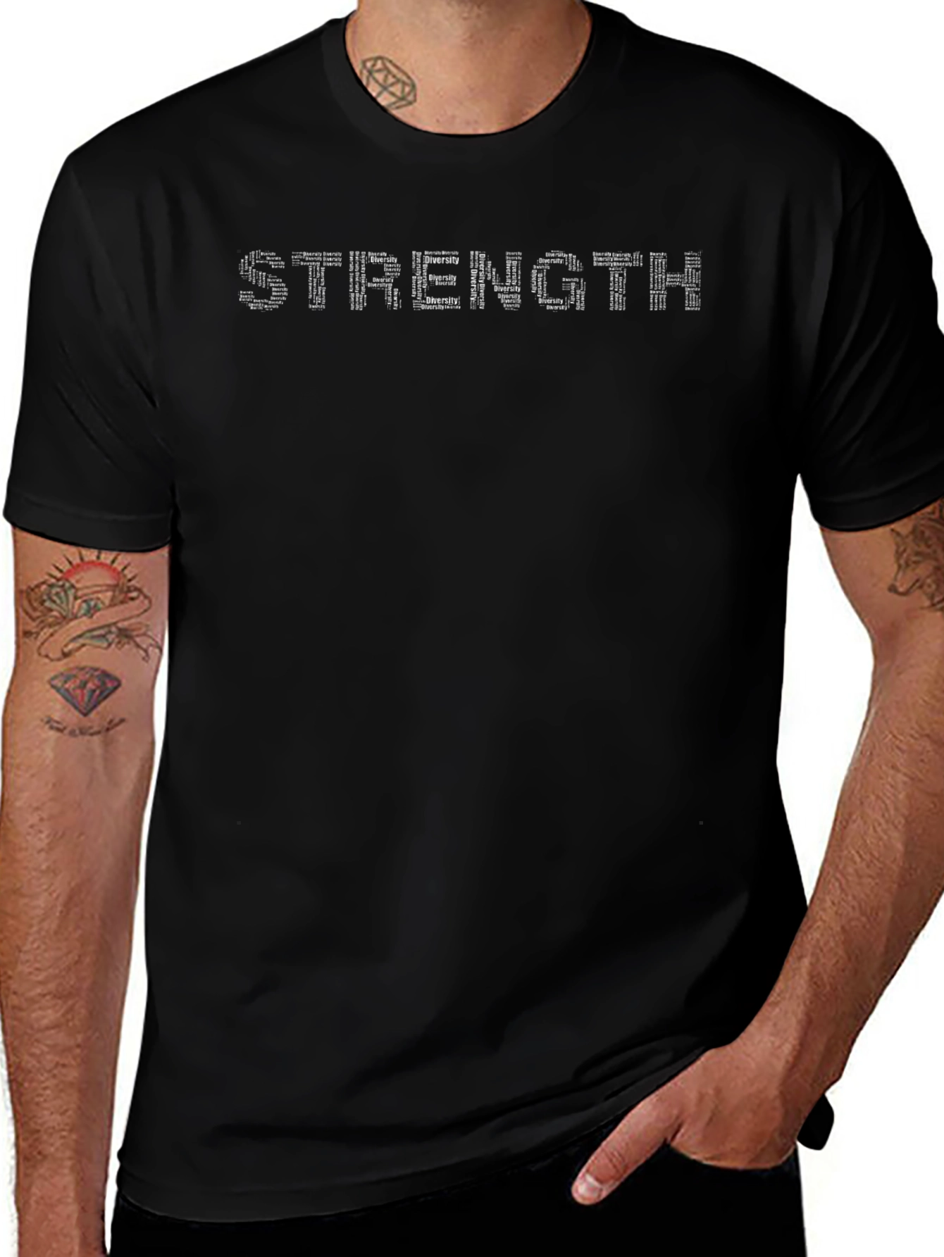 Mens Black Graphic Tee - Strength Design