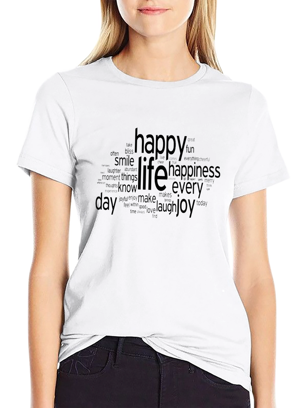 Happy Life Word Art T-Shirt - Everyday Joy