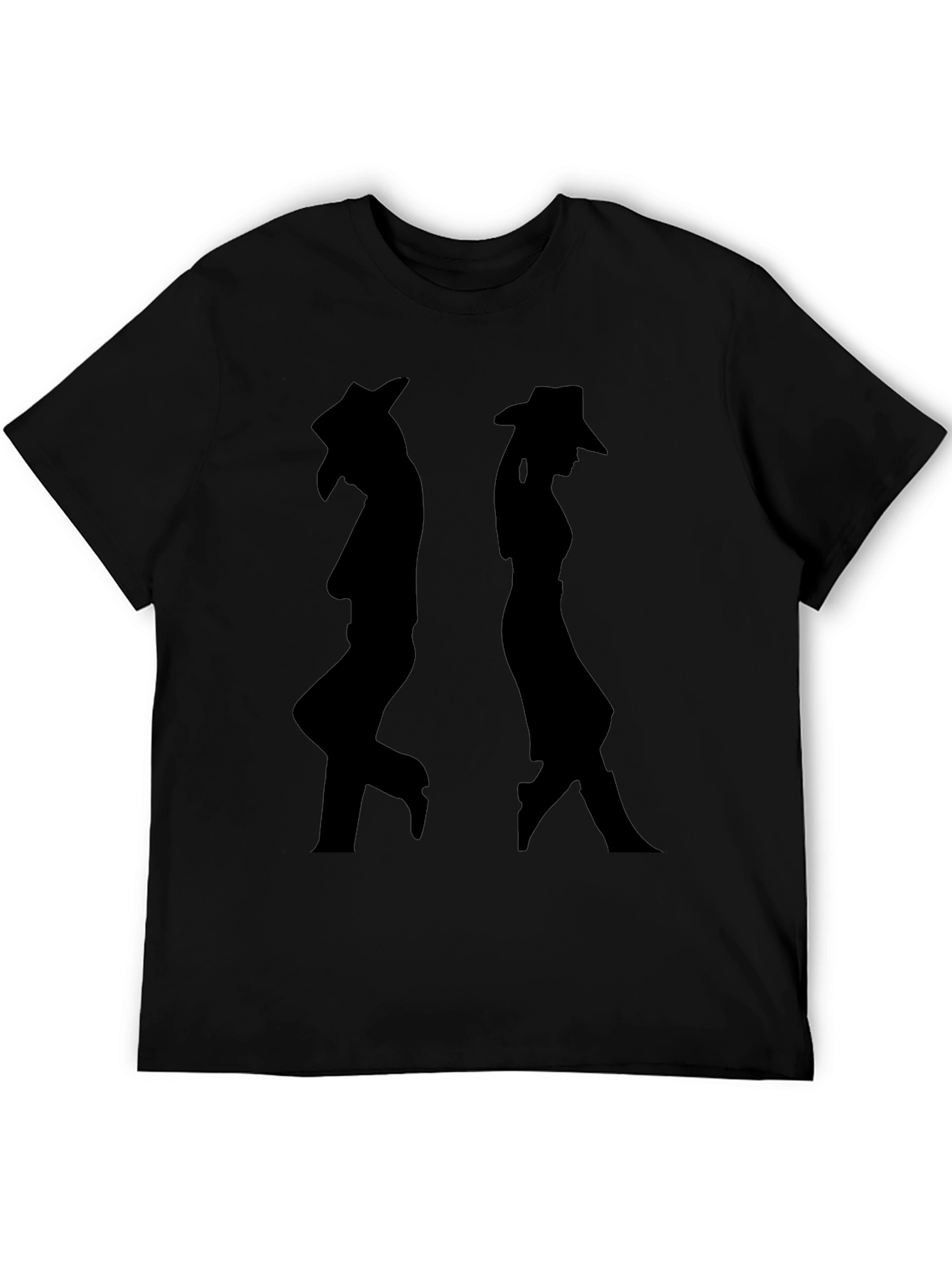 Silhouette Cowboy/Cowgirl Black Graphic T-Shirt