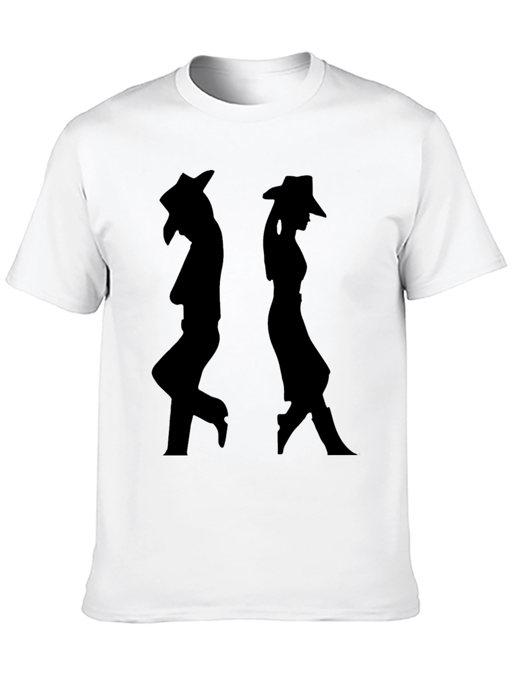 Silhouette Cowboy/Cowgirl Black Graphic T-Shirt
