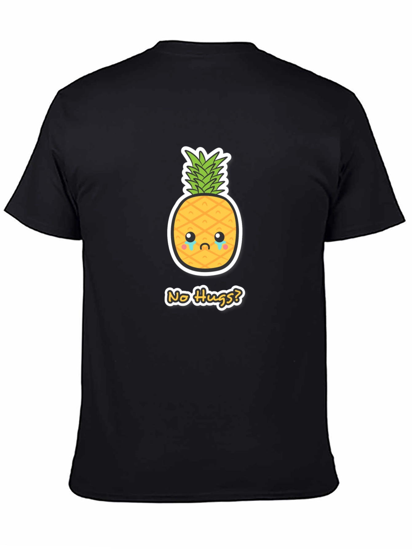 Sad Pineapple No Hugs? Graphic Tee - Black