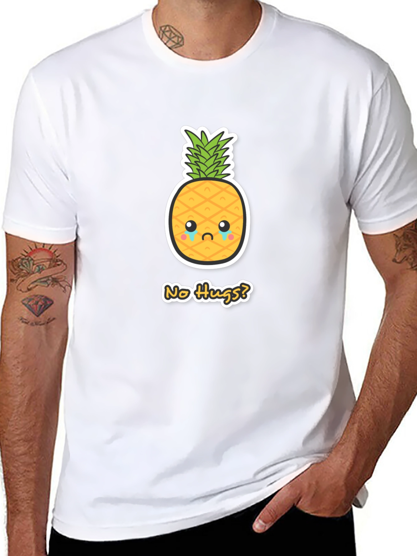 Sad Pineapple No Hugs? Graphic Tee - Black