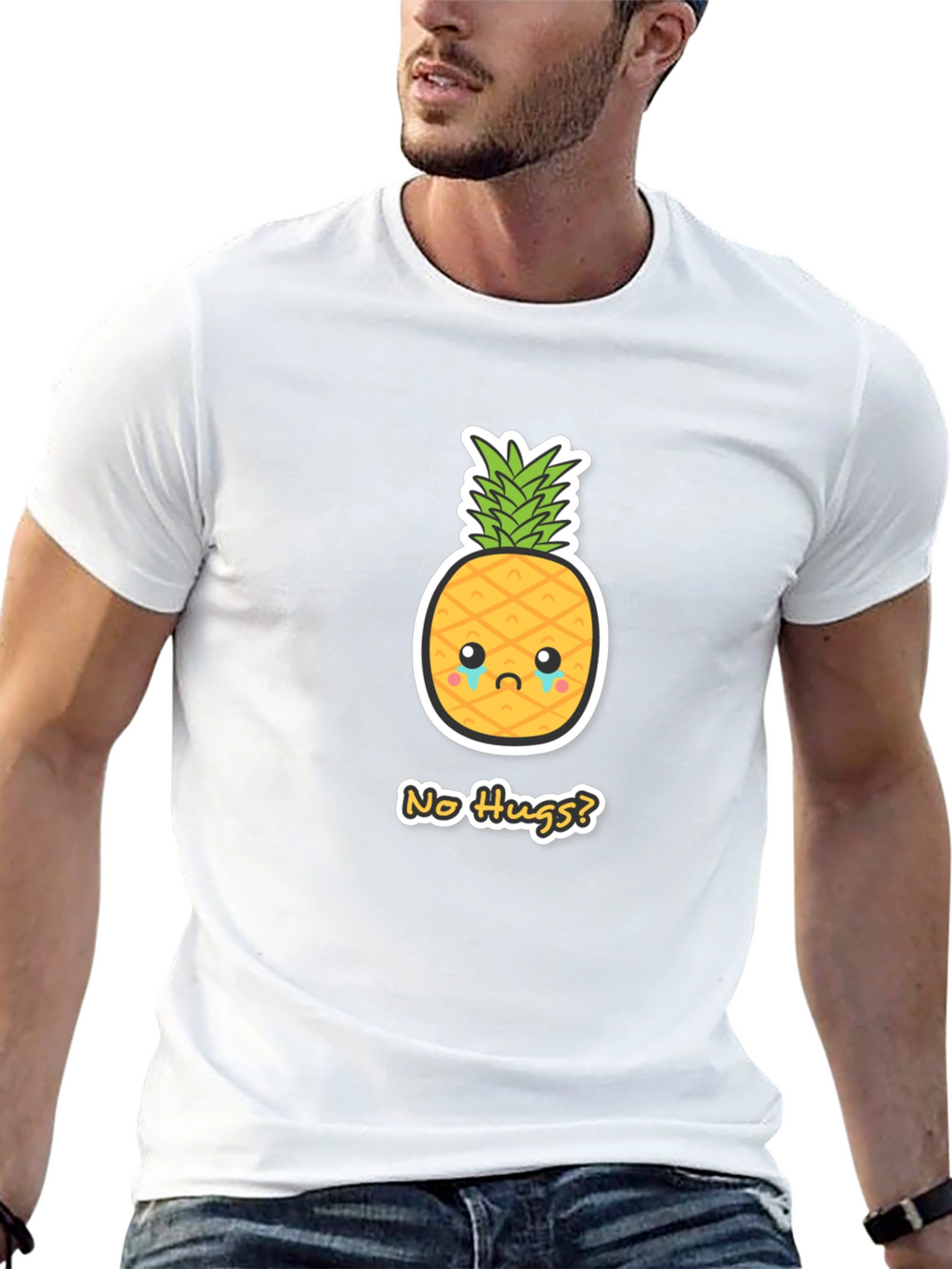 Sad Pineapple No Hugs? Graphic Tee - Black