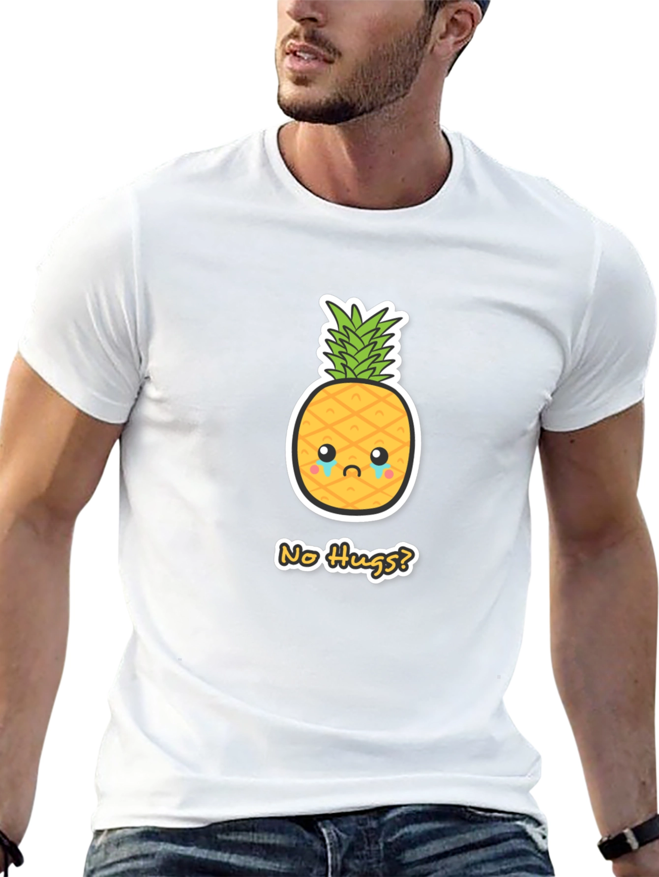 Sad Pineapple No Hugs? Graphic Tee - Black