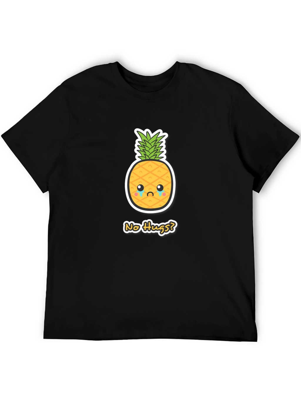 Sad Pineapple No Hugs? Graphic Tee - Black