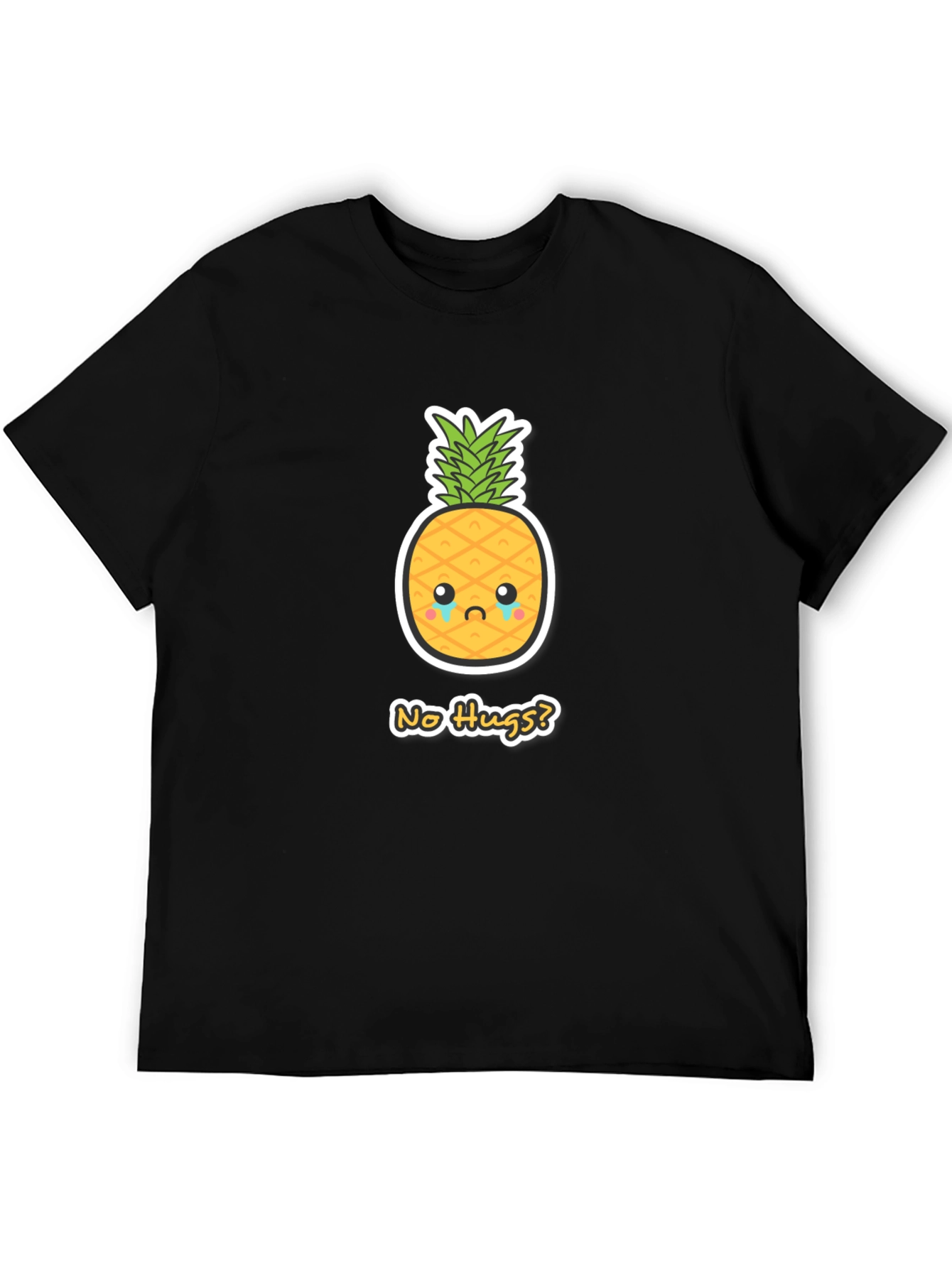Sad Pineapple No Hugs? Graphic Tee - Black