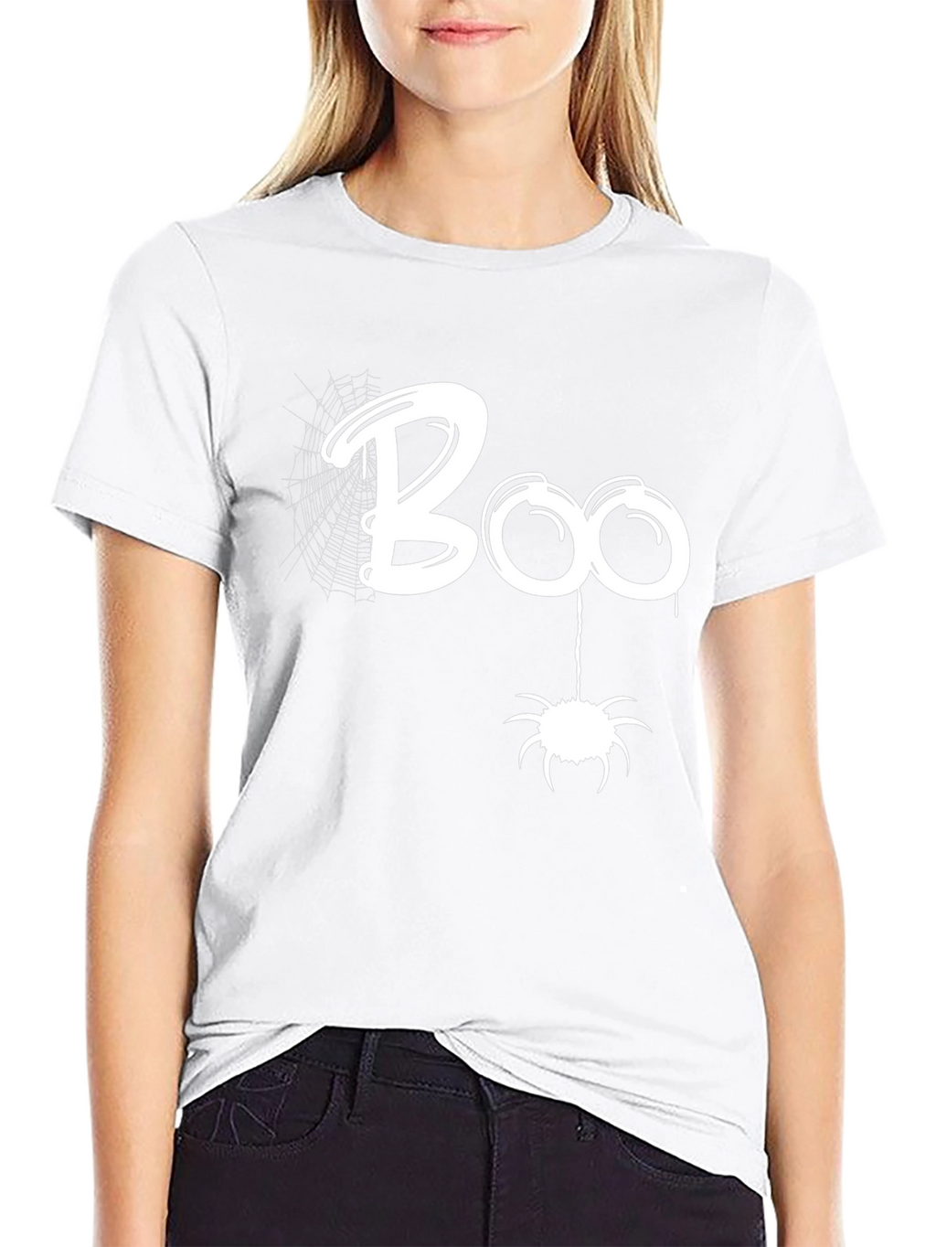 Boo Halloween Graphic Tee - Spider Design