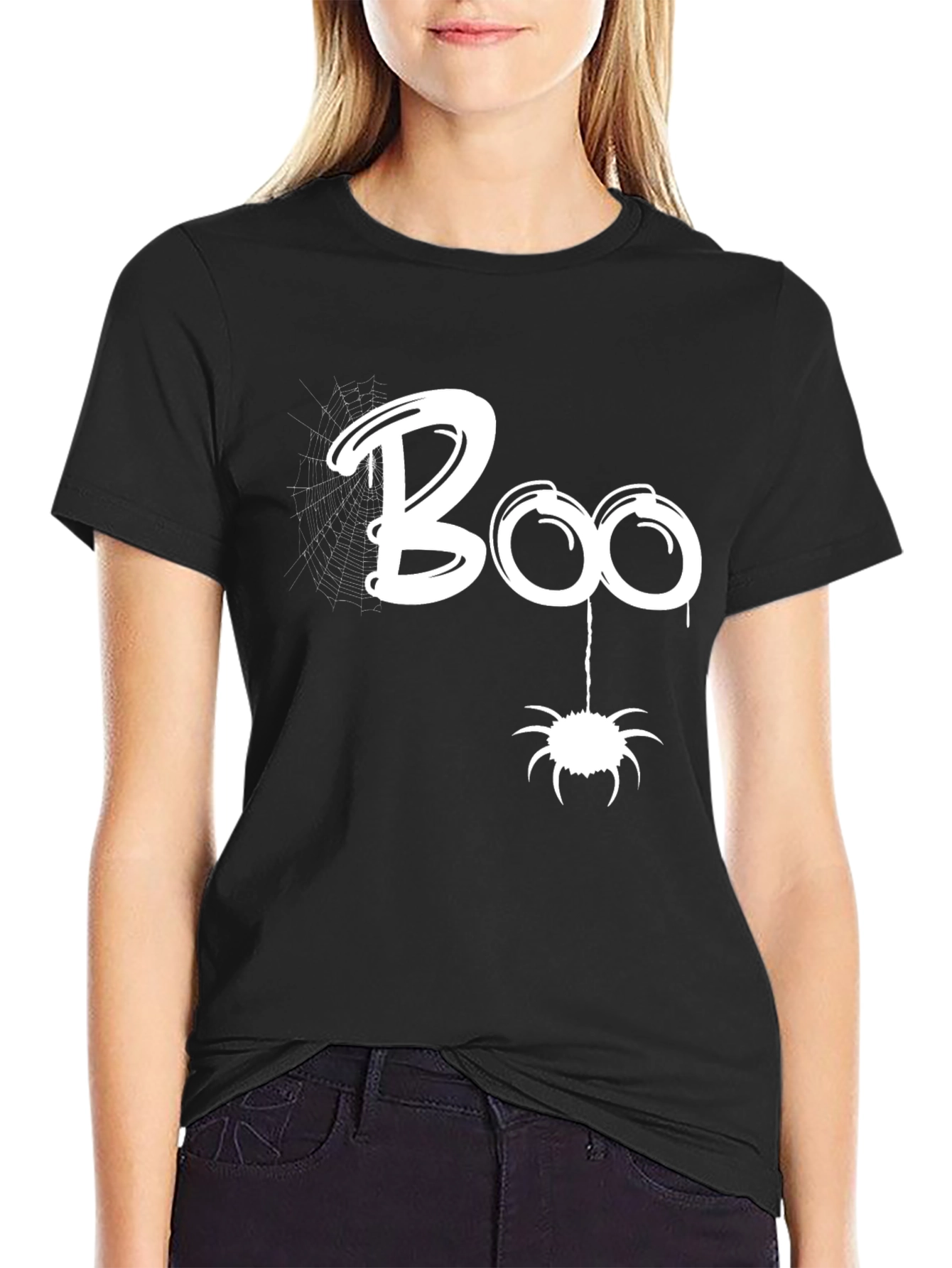 Boo Halloween Graphic Tee - Spider Design