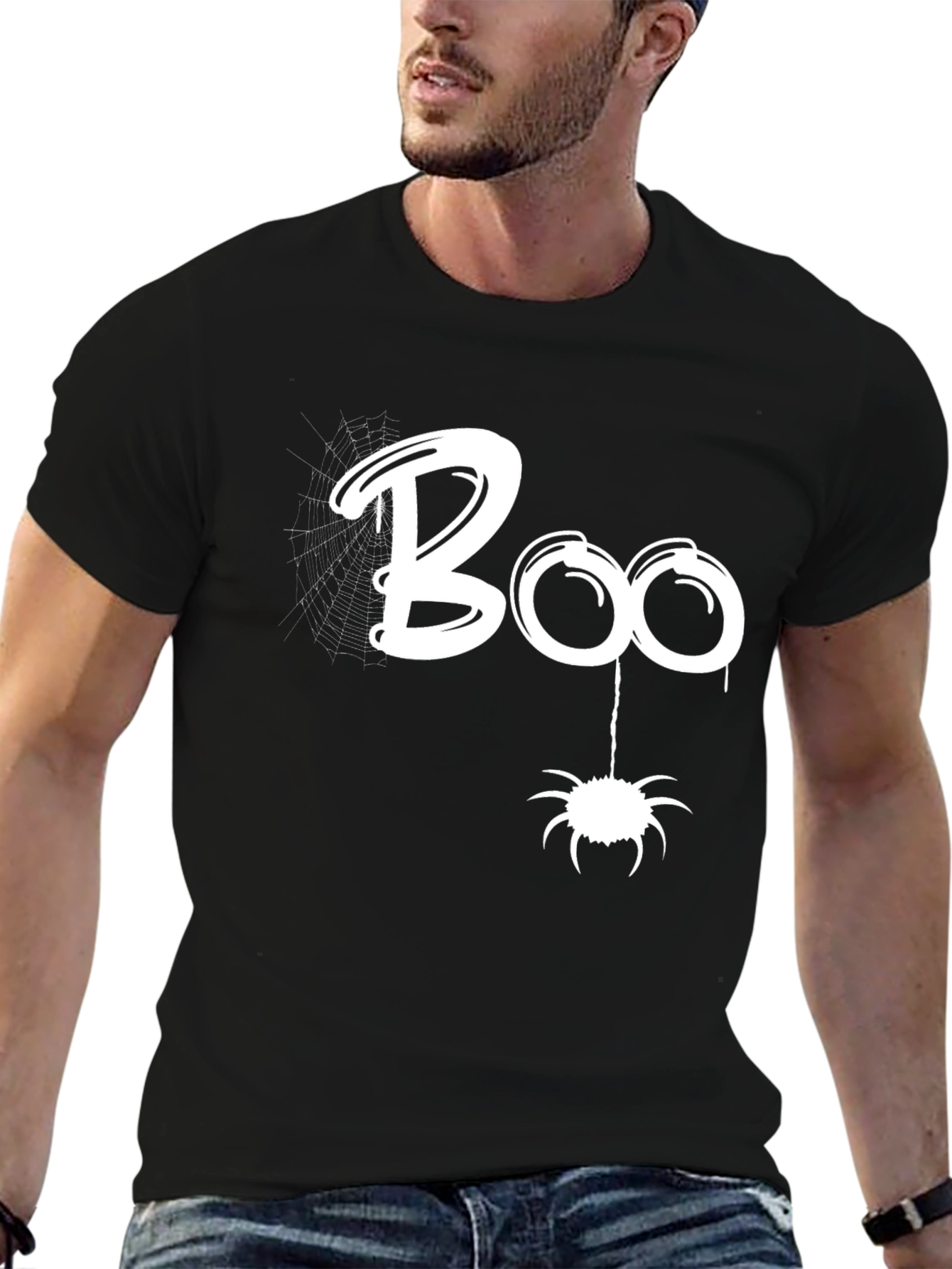 Boo Halloween Graphic Tee - Spider Design