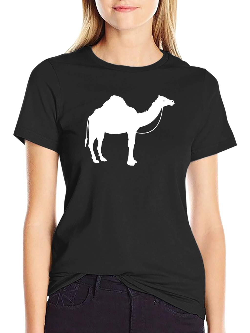 Camel Graphic Tee - Black Cotton T-Shirt