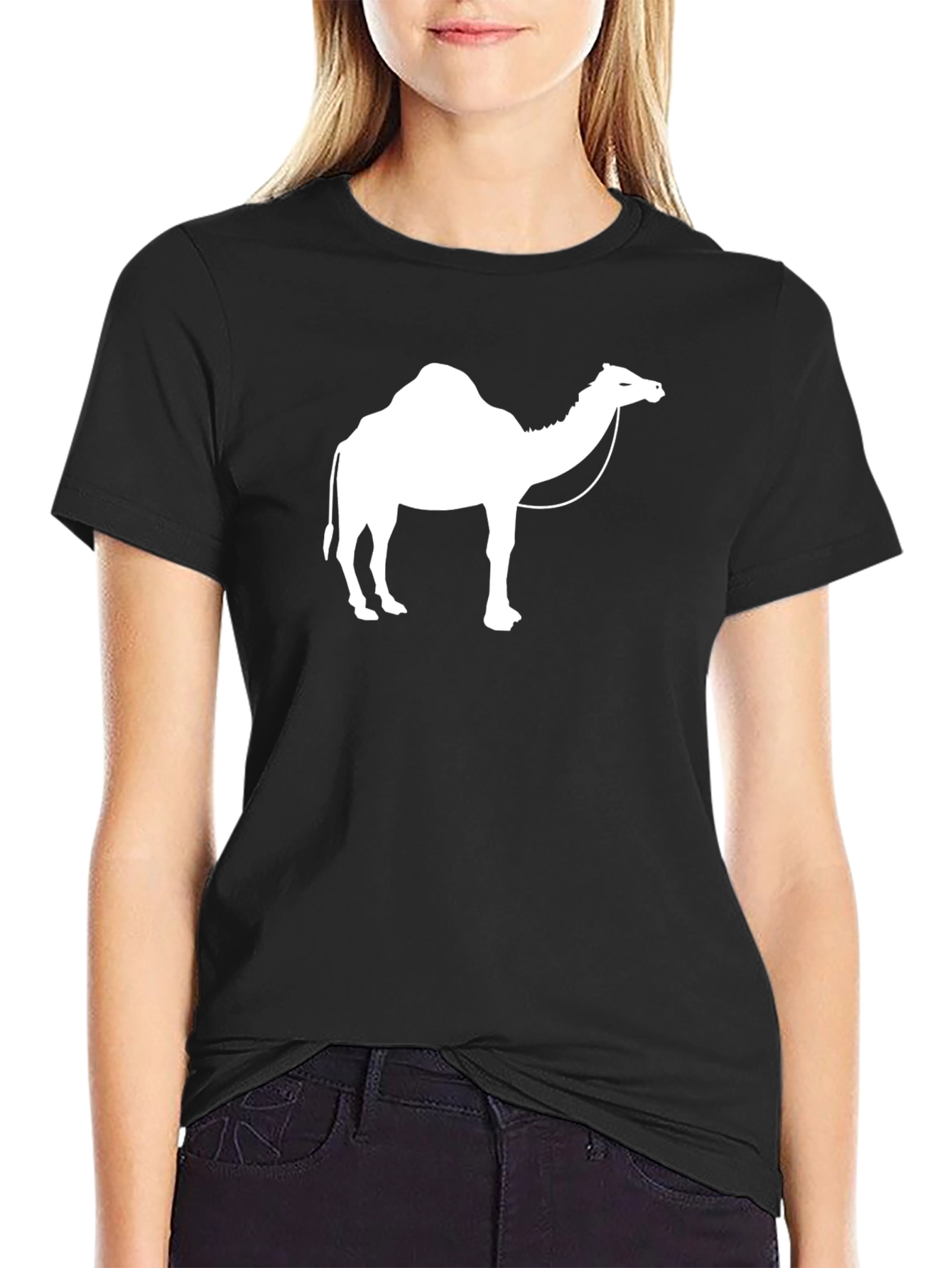 Camel Graphic Tee - Black Cotton T-Shirt