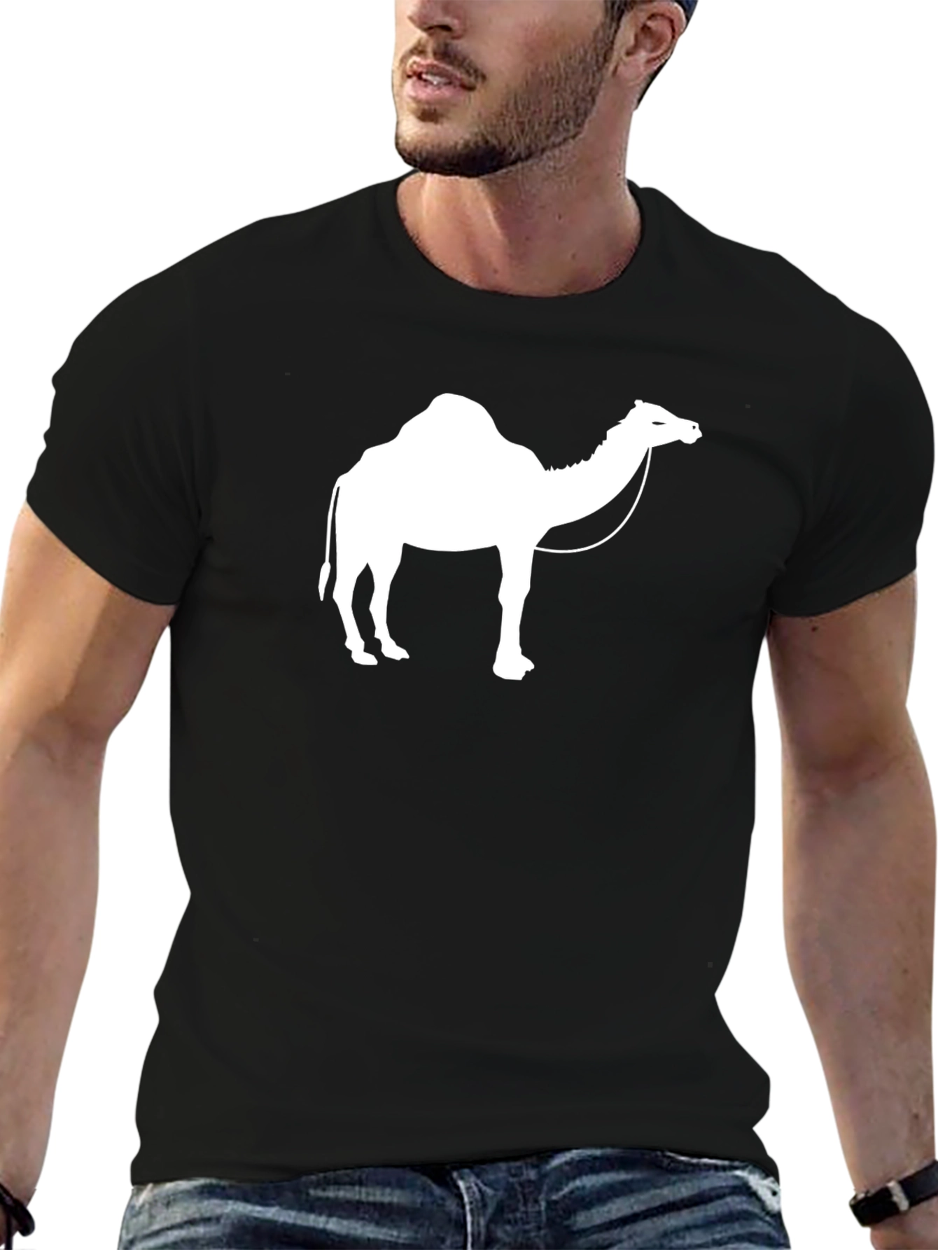 Camel Graphic Tee - Black Cotton T-Shirt
