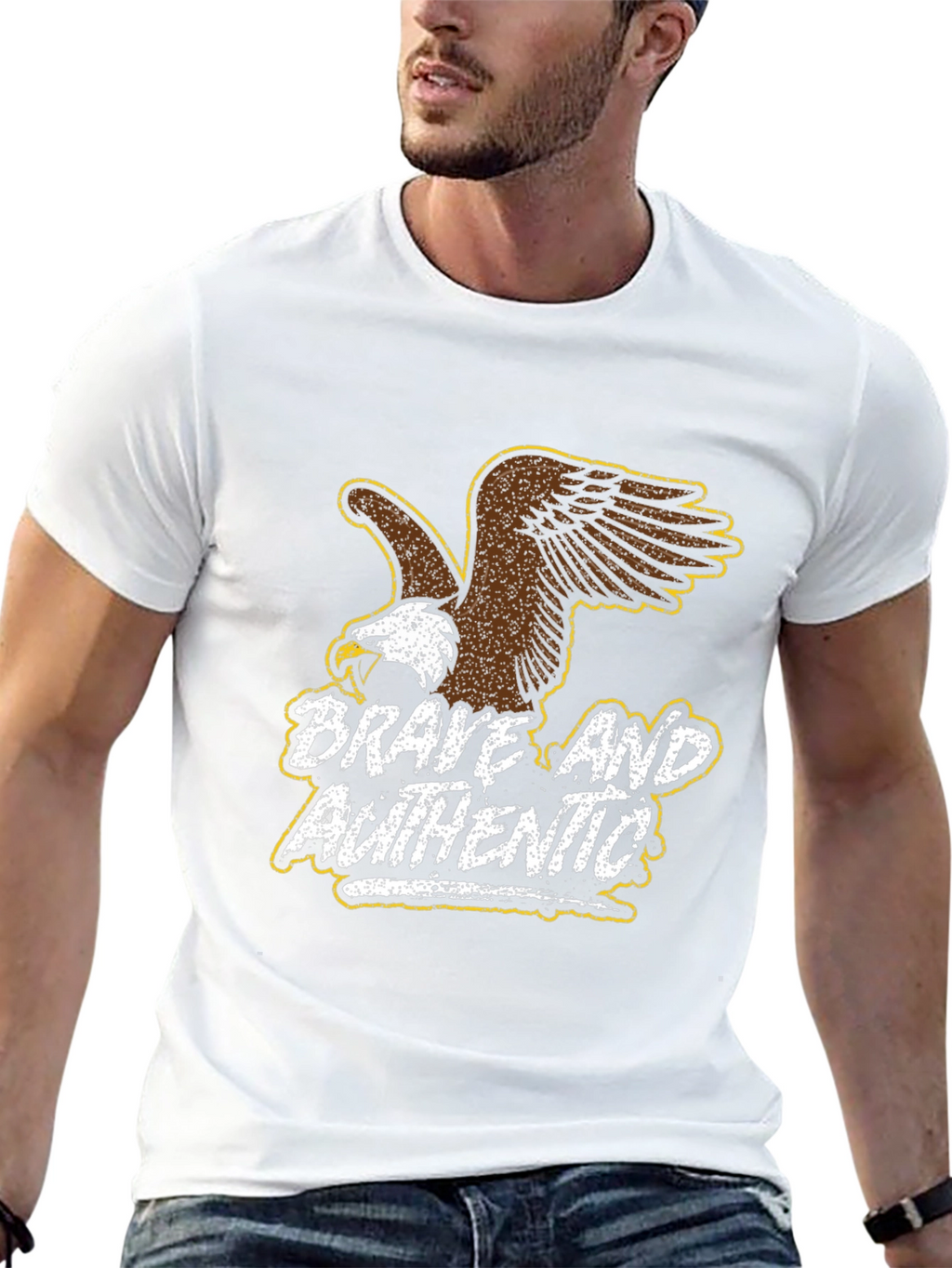 Brave and Authentic Eagle Graphic T-Shirt