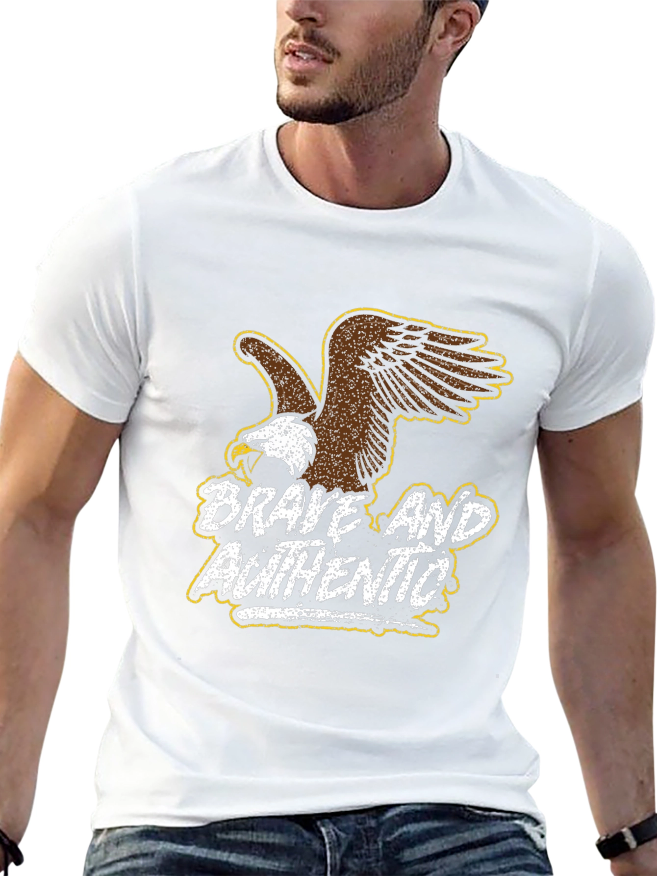 Brave and Authentic Eagle Graphic T-Shirt