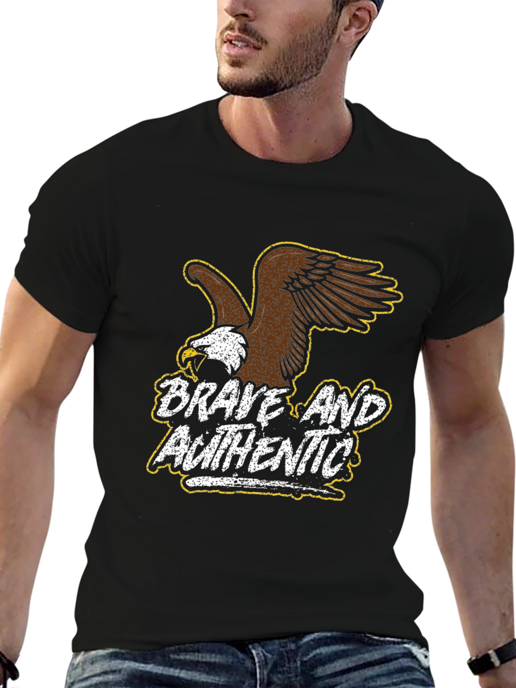 Brave and Authentic Eagle Graphic T-Shirt