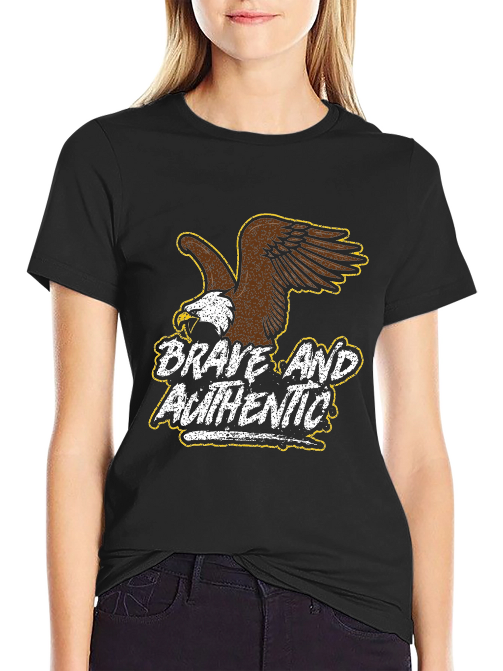 Brave and Authentic Eagle Graphic T-Shirt