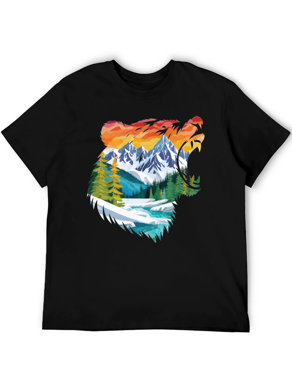 Nature Bear Graphic Tee - Mens Black Shirt