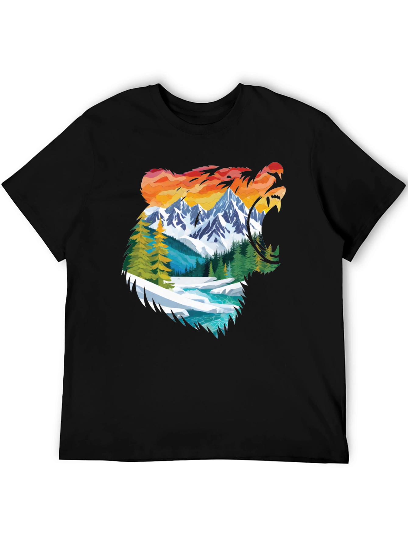 Nature Bear Graphic Tee - Mens Black Shirt